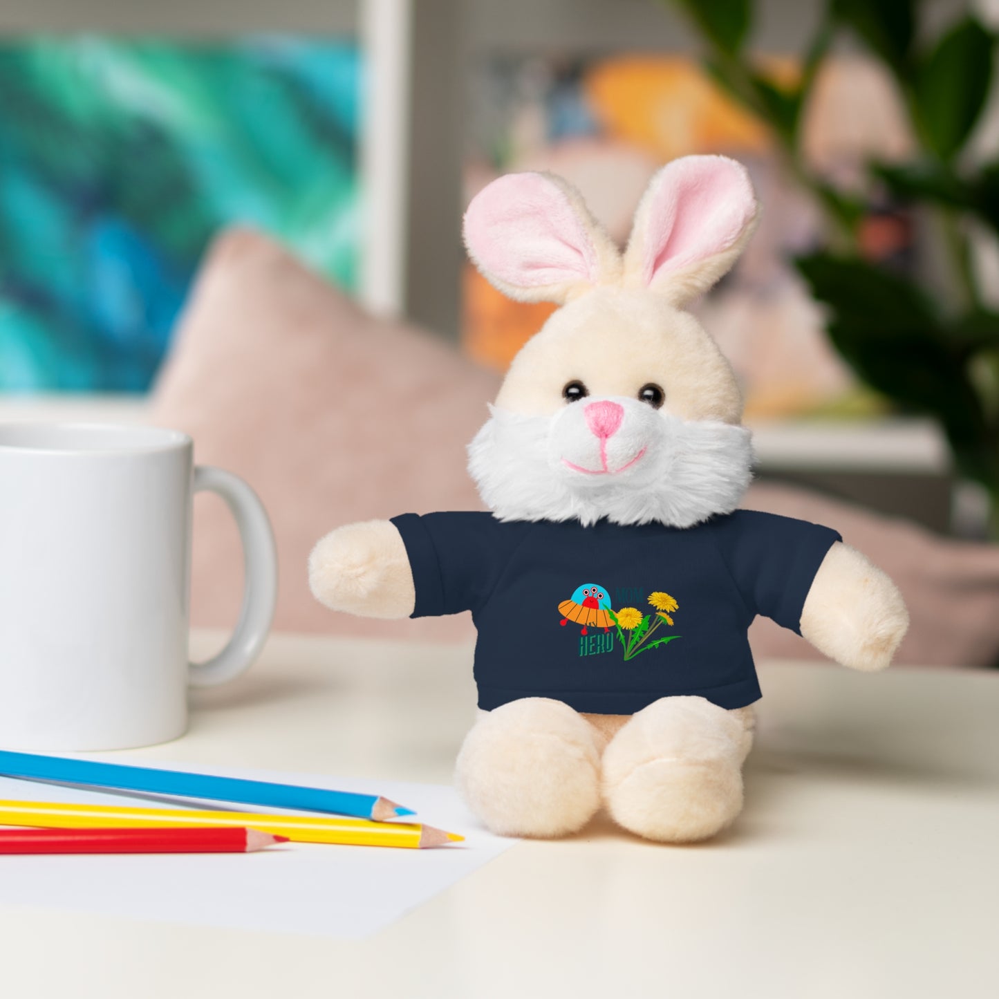 MOM is my Hero Stuffed Animal Tee Bear - Perfect Gift for Kids & Celebrations