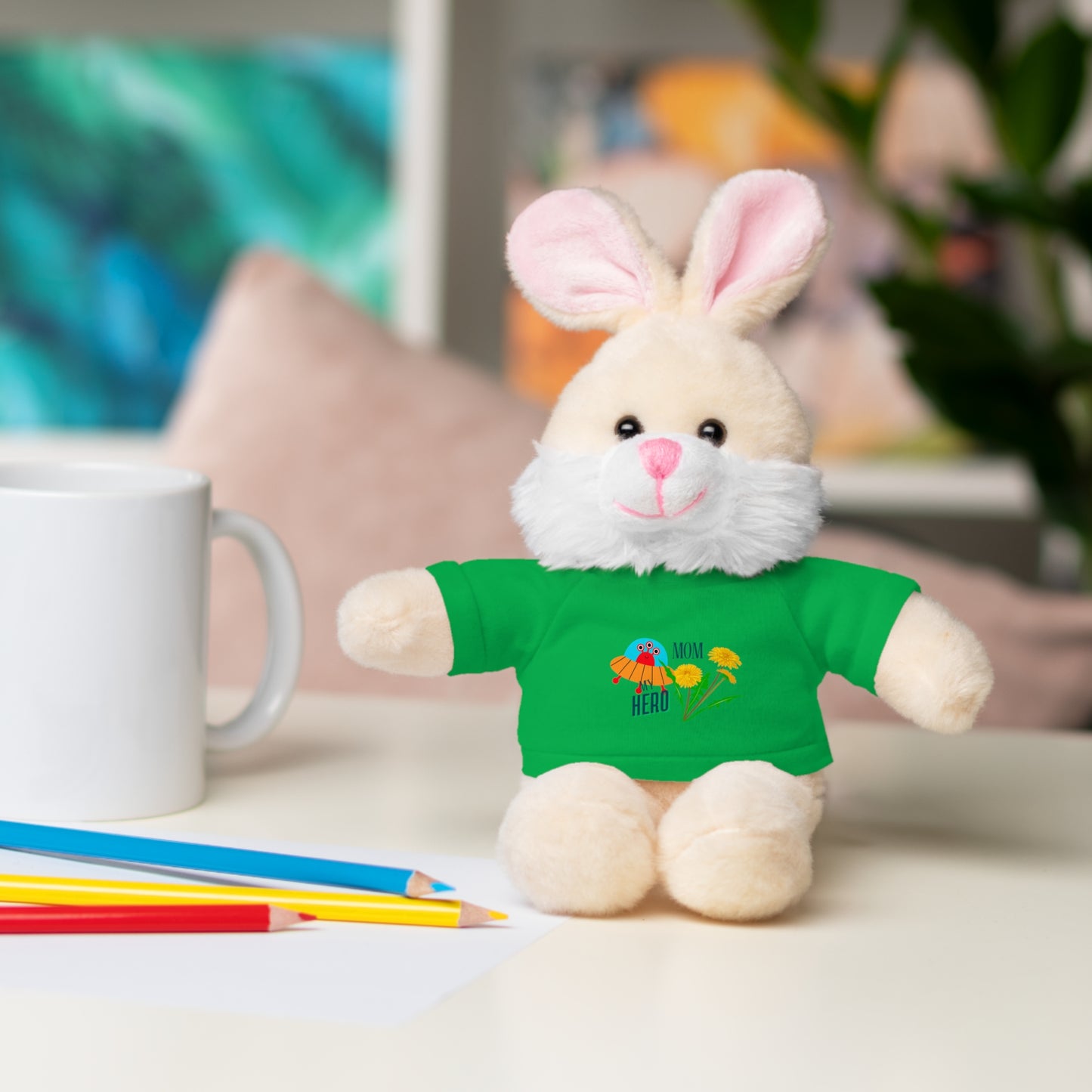 MOM is my Hero Stuffed Animal Tee Bear - Perfect Gift for Kids & Celebrations
