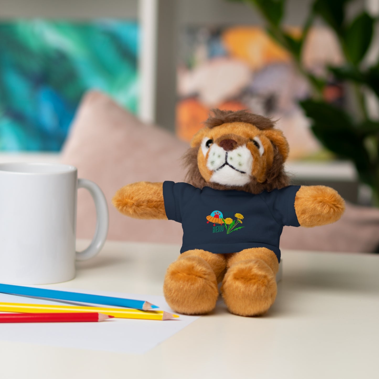 MOM is my Hero Stuffed Animal Tee Bear - Perfect Gift for Kids & Celebrations