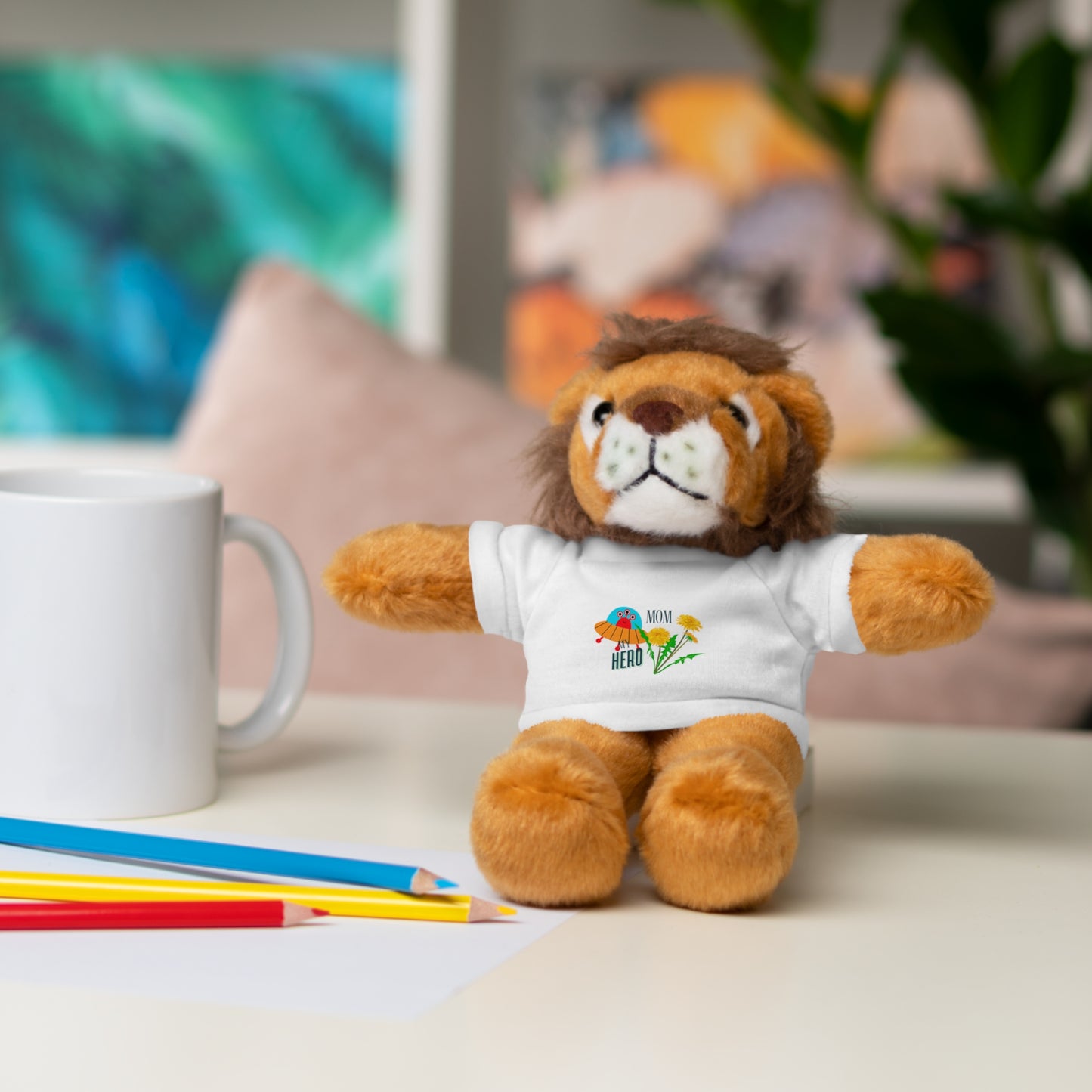 MOM is my Hero Stuffed Animal Tee Bear - Perfect Gift for Kids & Celebrations