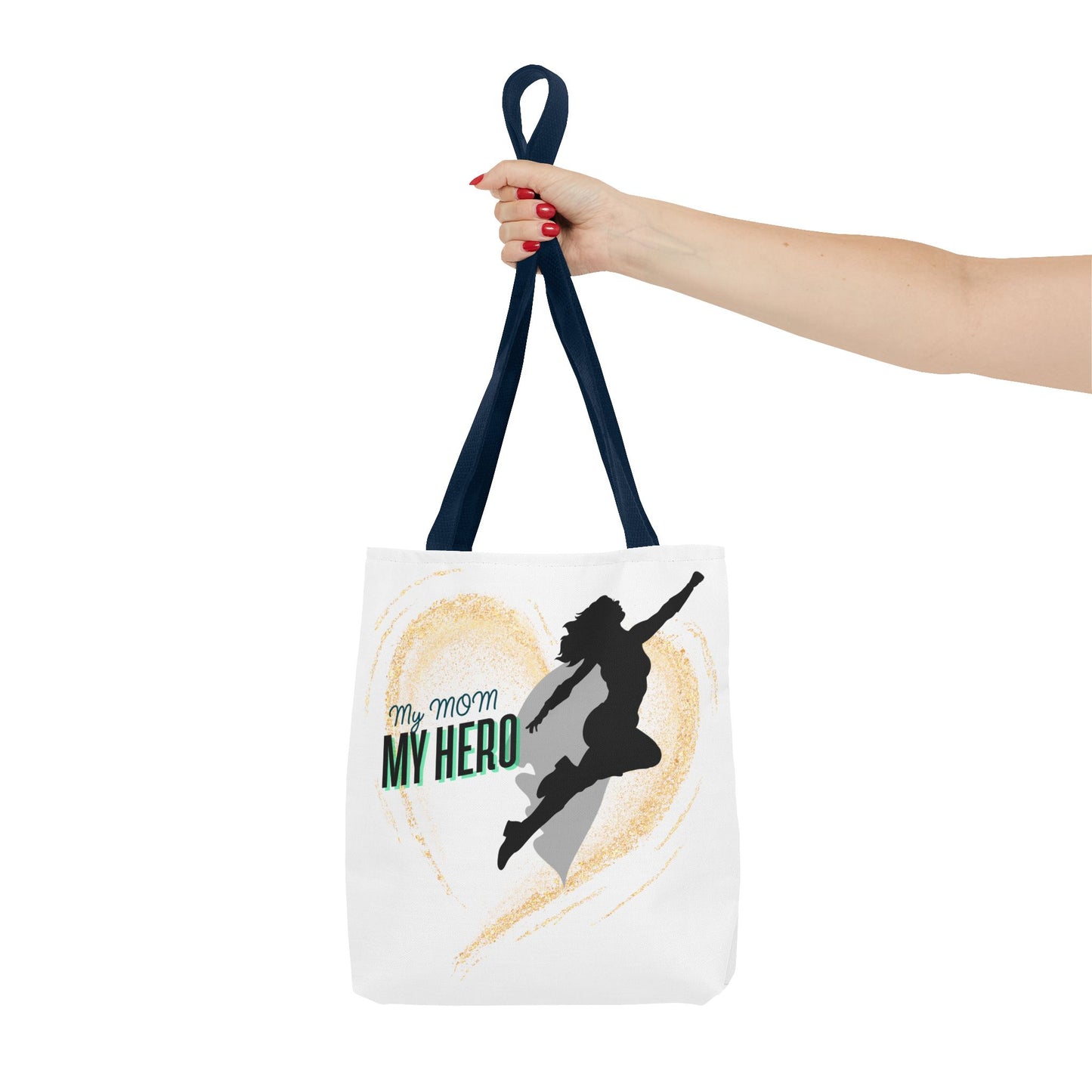 My Mom, My Hero Tote Bag - Heart Design for Mother's Day and Everyday Use