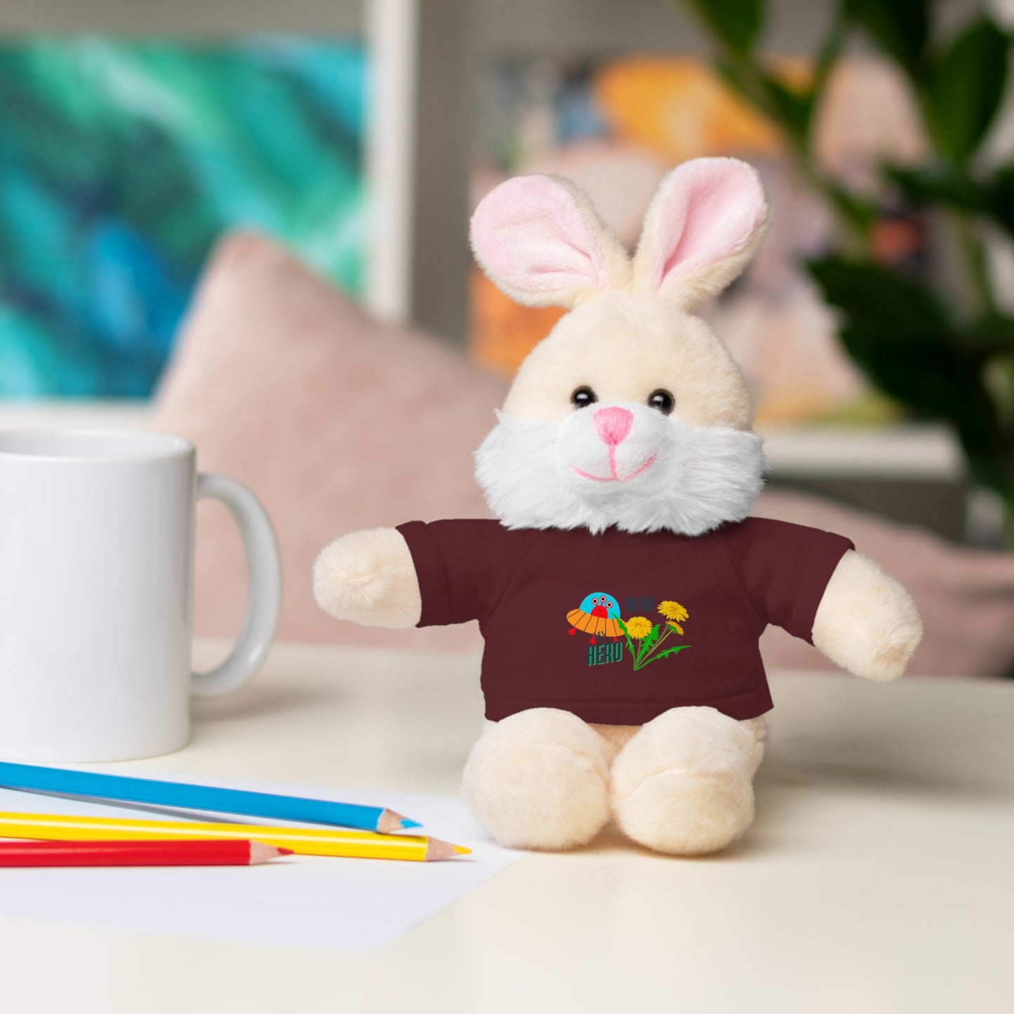 MOM is my Hero Stuffed Animal Tee Bear - Perfect Gift for Kids & Celebrations
