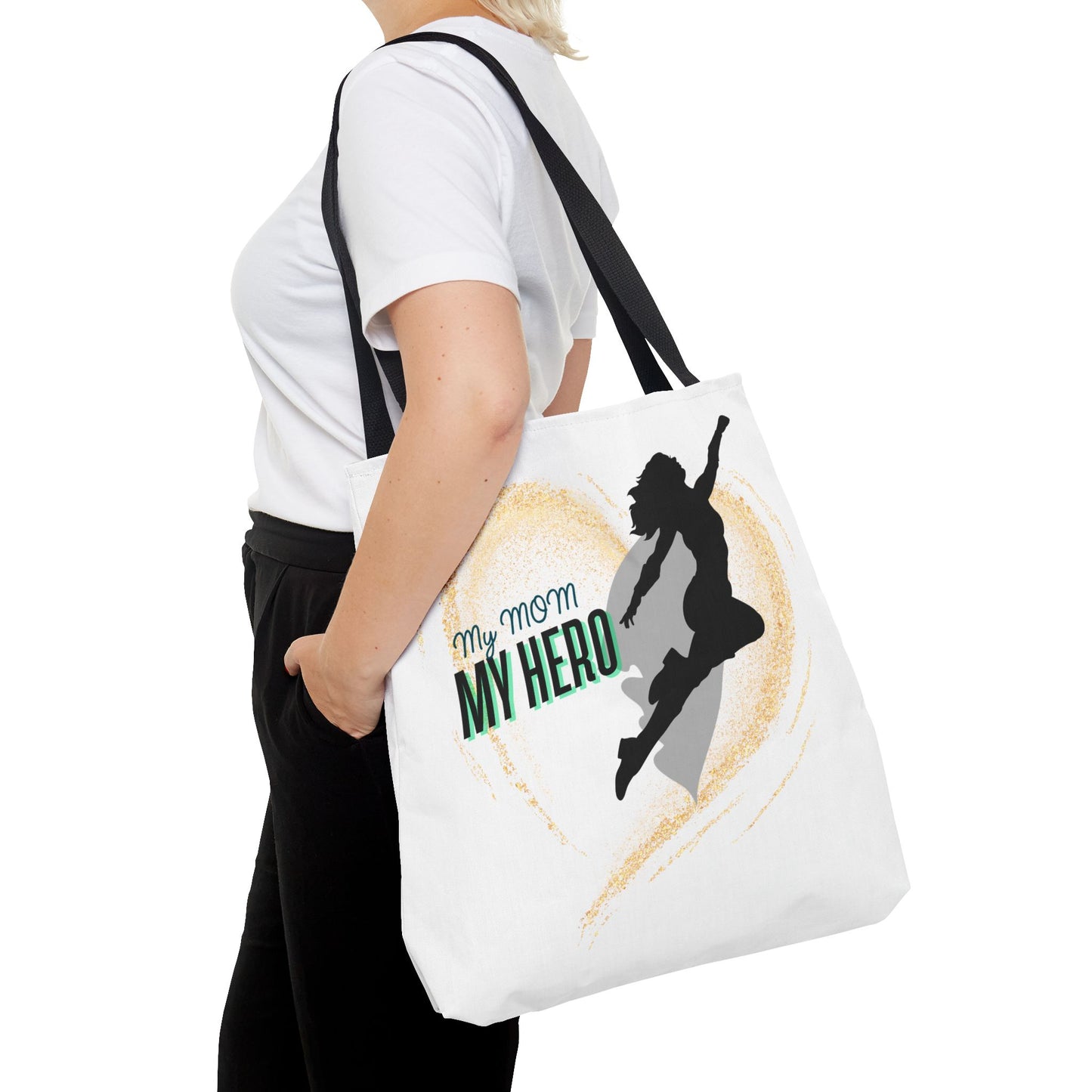 My Mom, My Hero Tote Bag - Heart Design for Mother's Day and Everyday Use
