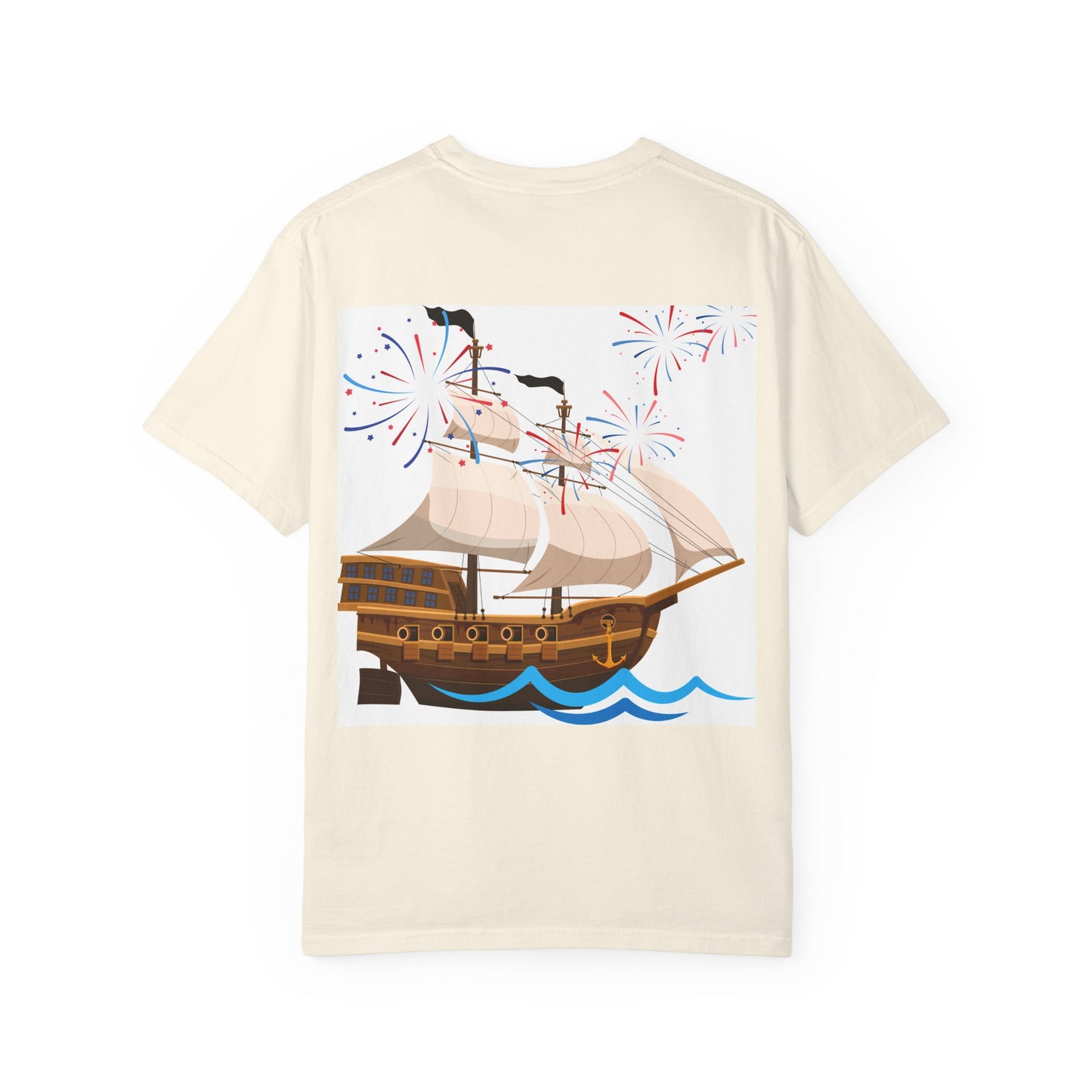 4th of July Patriotic Graphic T-Shirt, Unisex Independence Day Tee, Ship and Statue Art Tee, Summer BBQ Shirt, USA Celebration Top