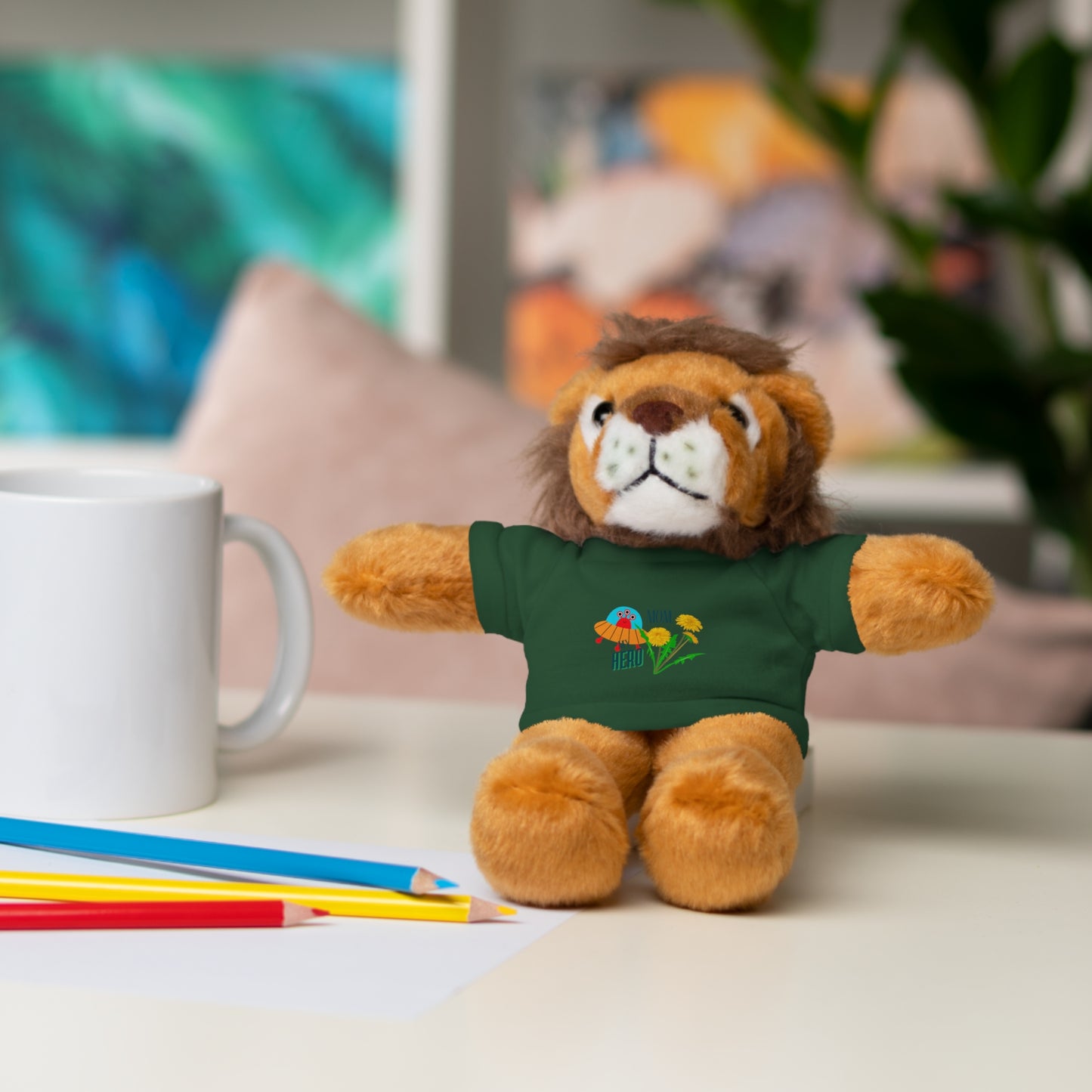 MOM is my Hero Stuffed Animal Tee Bear - Perfect Gift for Kids & Celebrations