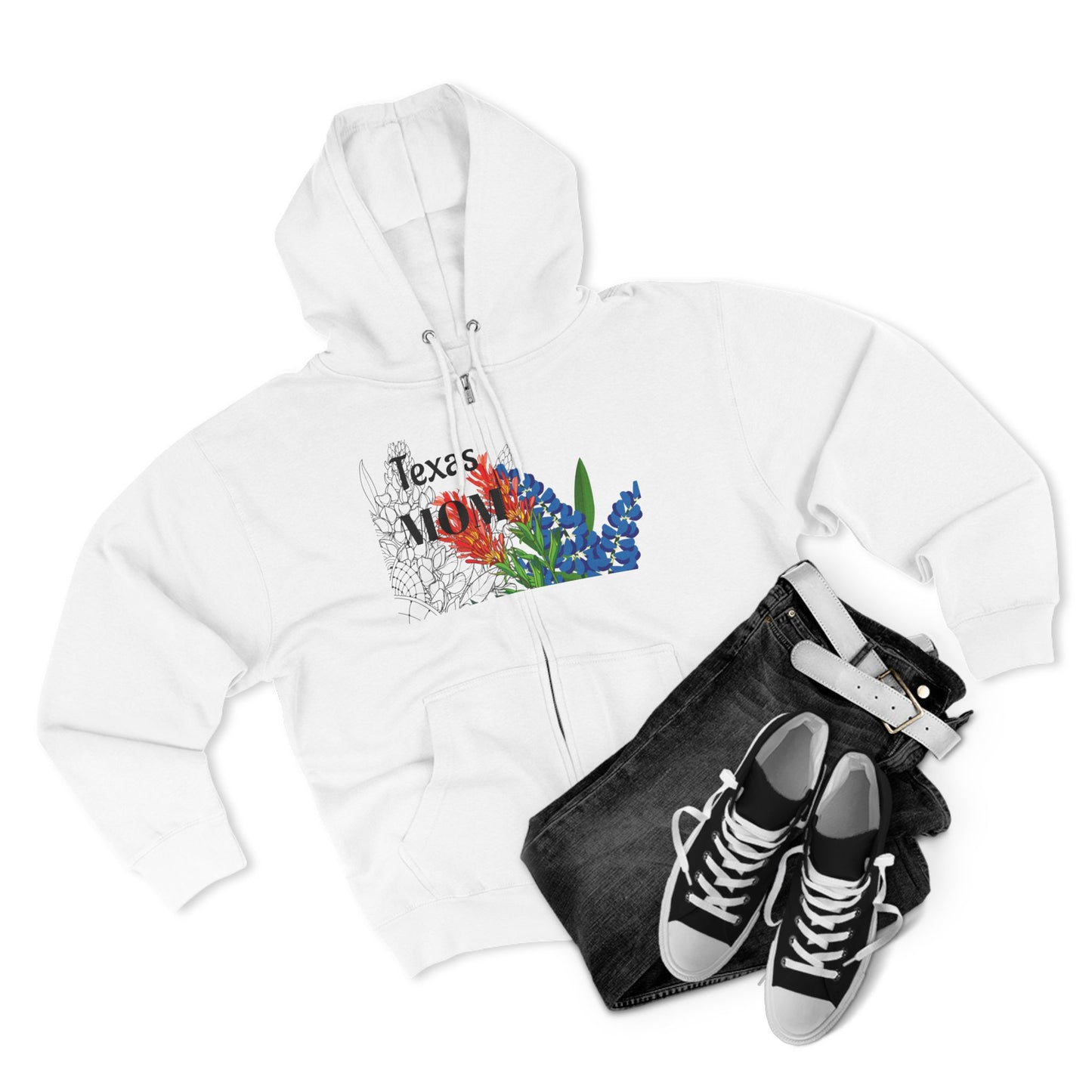 Texas MOM-Floral Unisex Zip Hoodie - Comfortable and Stylish
