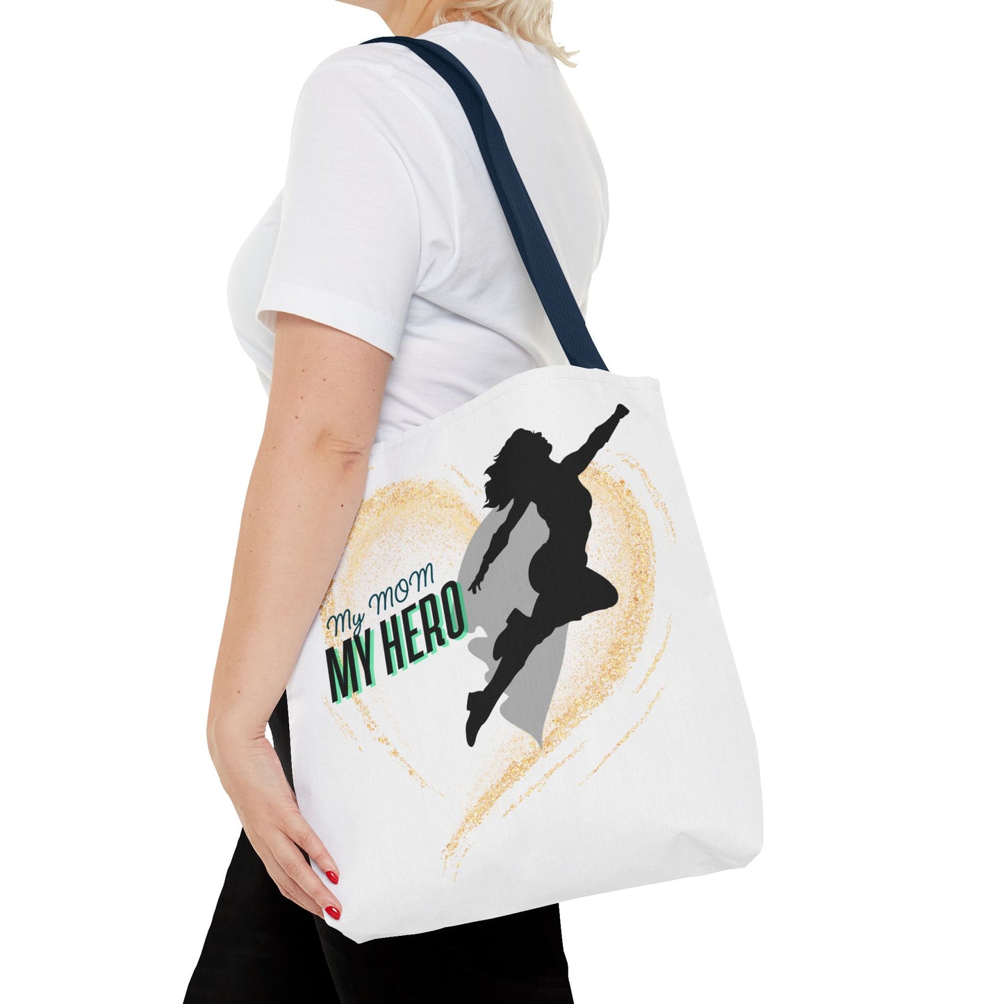 My Mom, My Hero Tote Bag - Heart Design for Mother's Day and Everyday Use