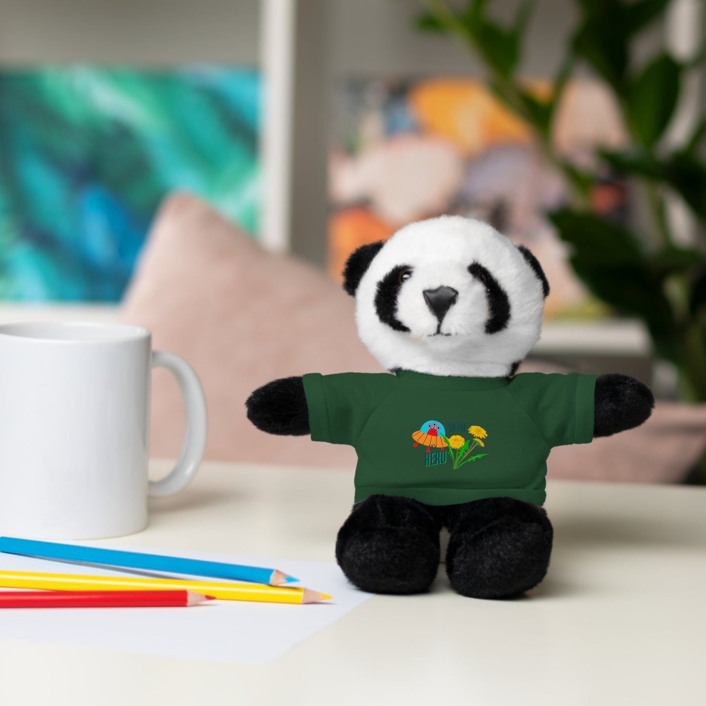 MOM is my Hero Stuffed Animal Tee Bear - Perfect Gift for Kids & Celebrations