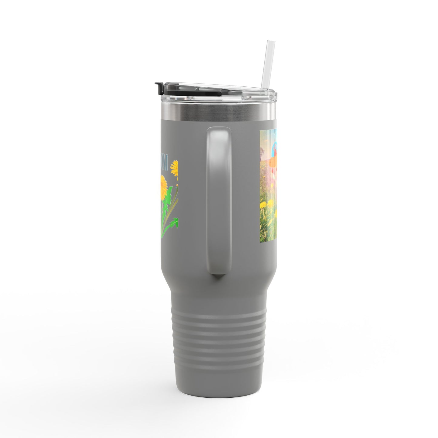 Mom Hero 40oz Insulated Travel Mug - Bright & Cheerful Design