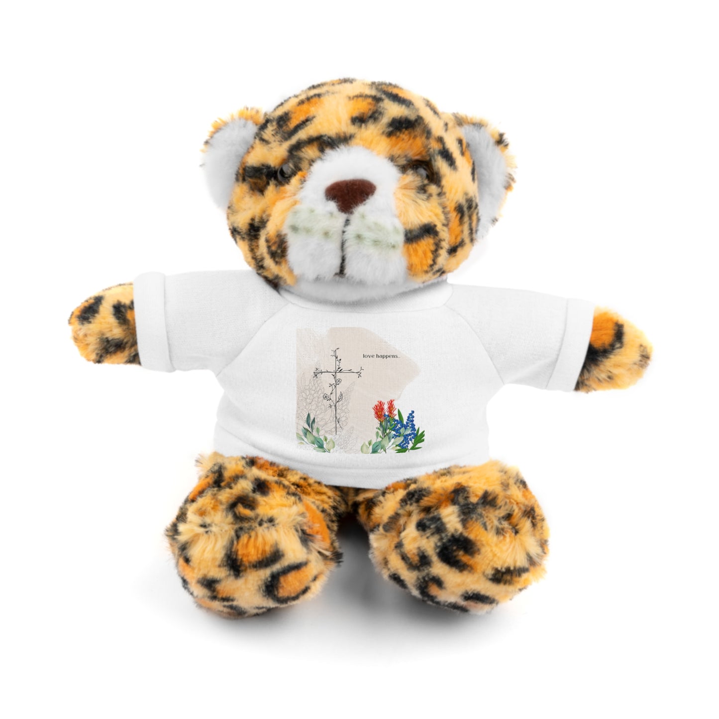 love Happens Stuffed Animal with Custom Tee - Adorable Cuddly Bear Gift for Kids