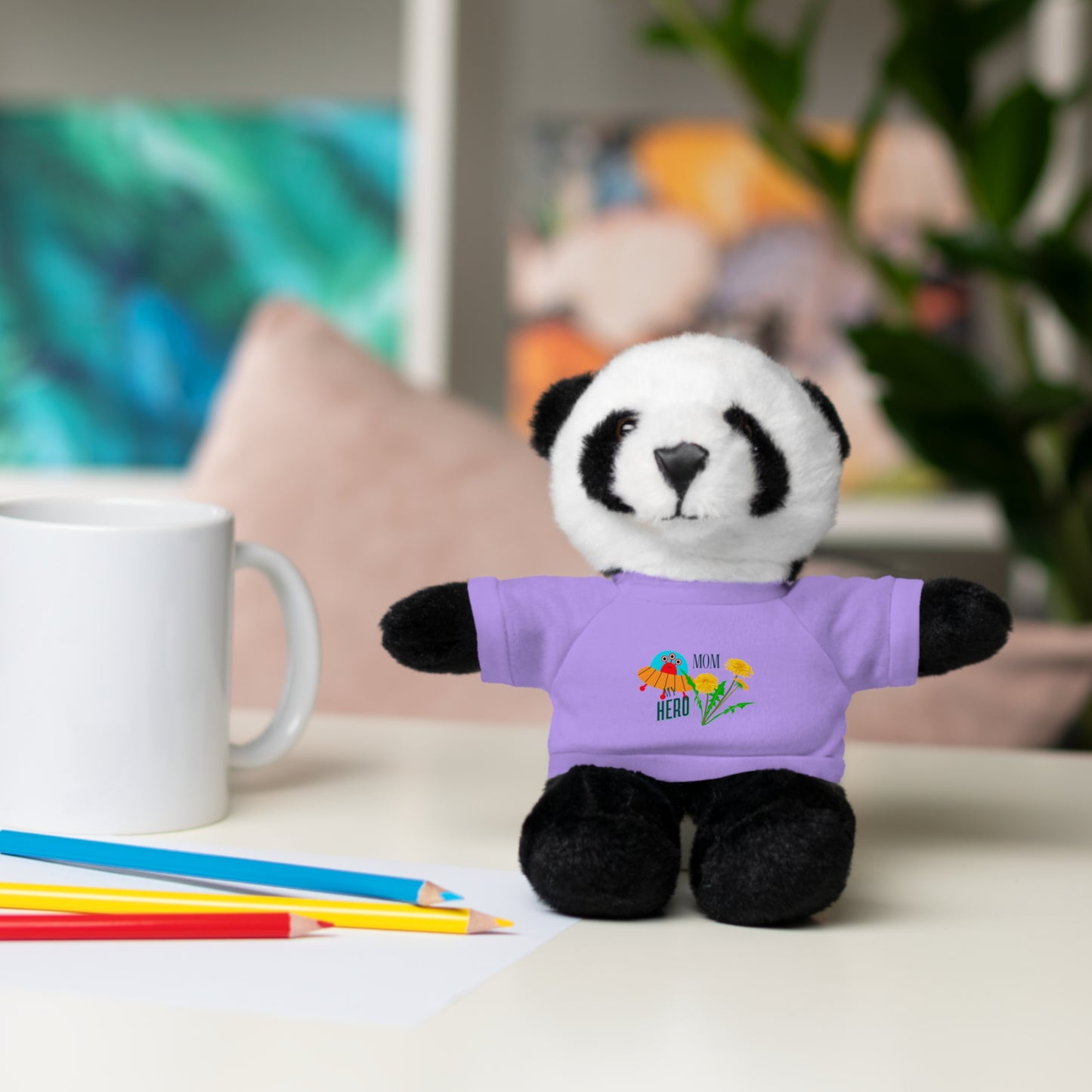 MOM is my Hero Stuffed Animal Tee Bear - Perfect Gift for Kids & Celebrations