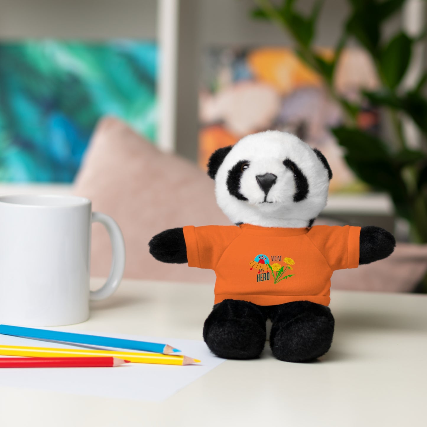 MOM is my Hero Stuffed Animal Tee Bear - Perfect Gift for Kids & Celebrations