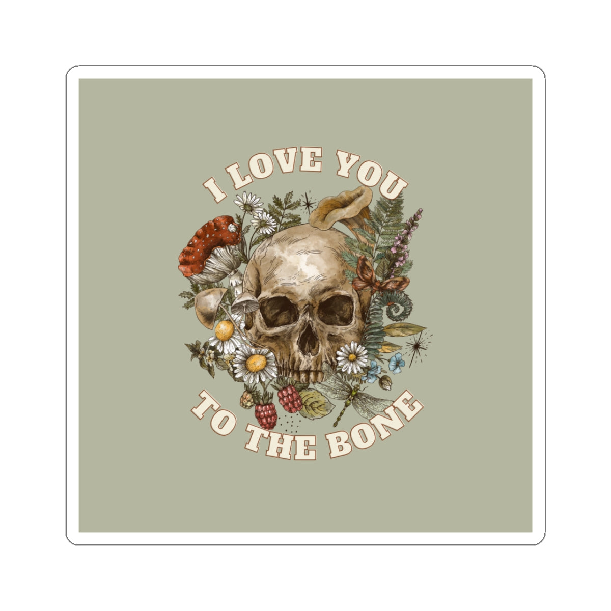 I Love You to the Bone - Skull Kiss-Cut Stickers for Unique Gifts