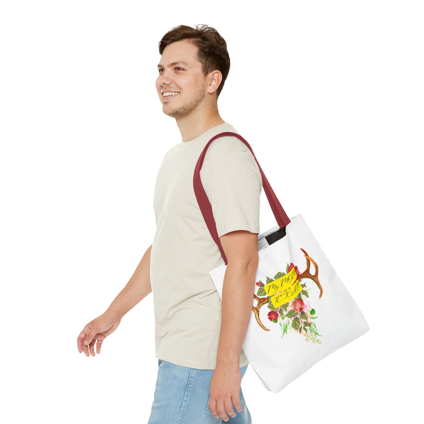 My MOM is a Texan Floral Western Tote Bag - Perfect for Moms Who Love Texas