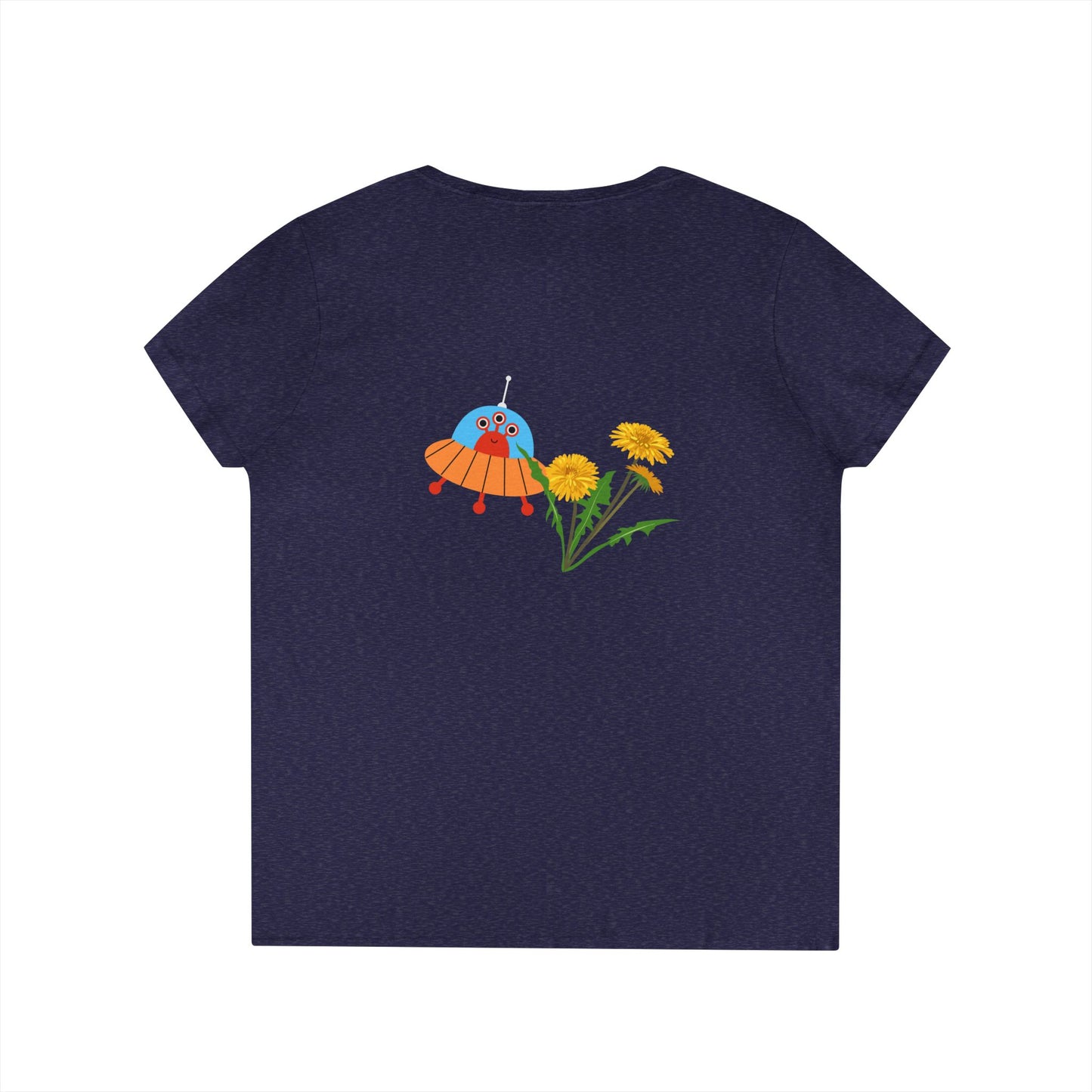 Out of This World Ladies' V-Neck T-Shirt with UFO Design