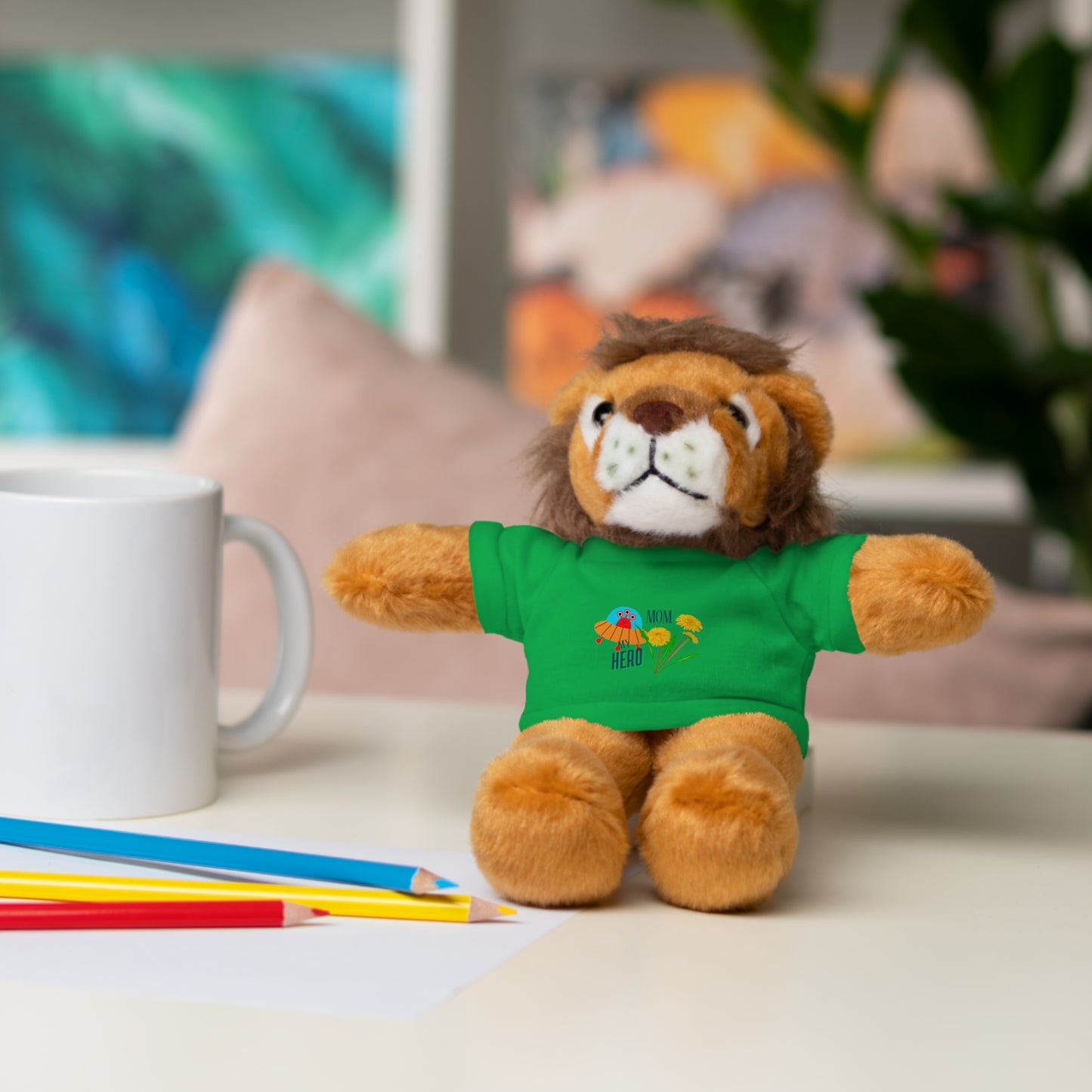 MOM is my Hero Stuffed Animal Tee Bear - Perfect Gift for Kids & Celebrations