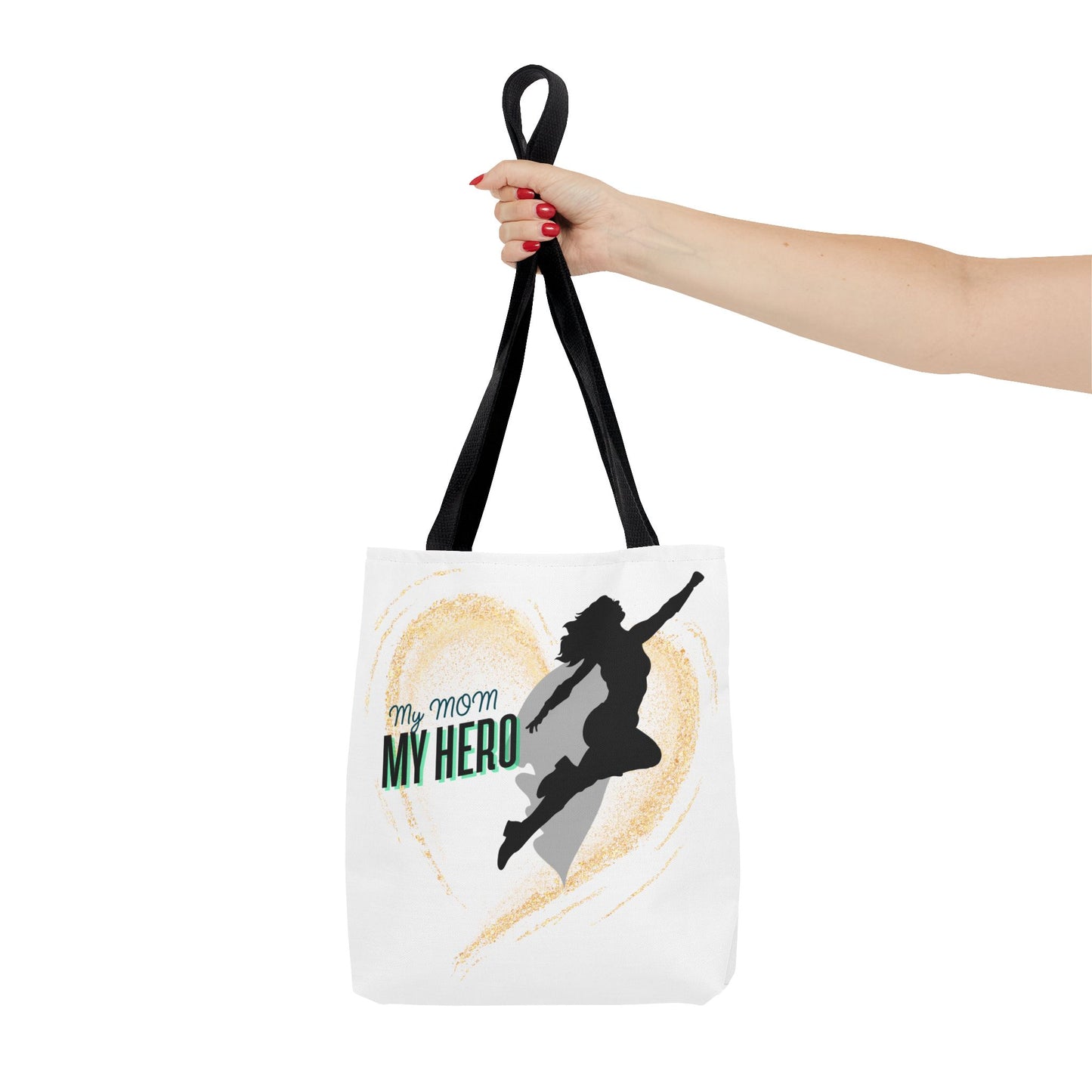 My Mom, My Hero Tote Bag - Heart Design for Mother's Day and Everyday Use