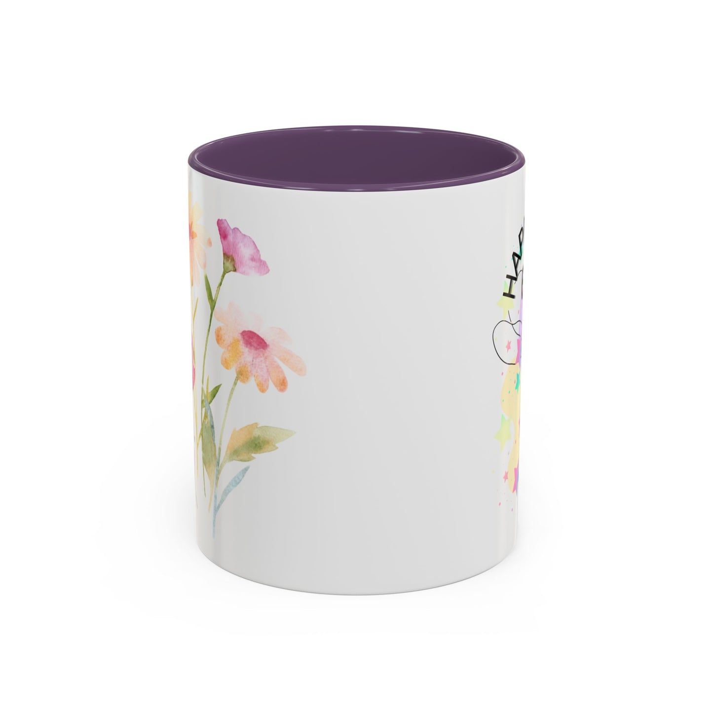 Happy Easter Floral Accent Coffee Mug - Celebrate Spring with Colorful Design