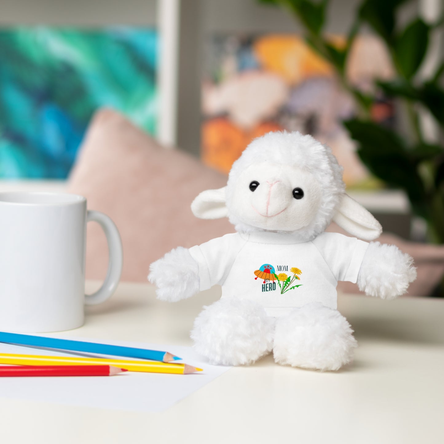 MOM is my Hero Stuffed Animal Tee Bear - Perfect Gift for Kids & Celebrations