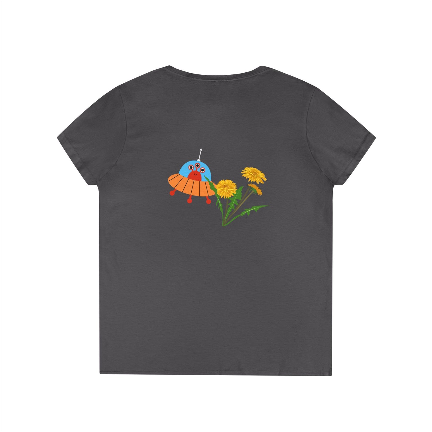 Out of This World Ladies' V-Neck T-Shirt with UFO Design
