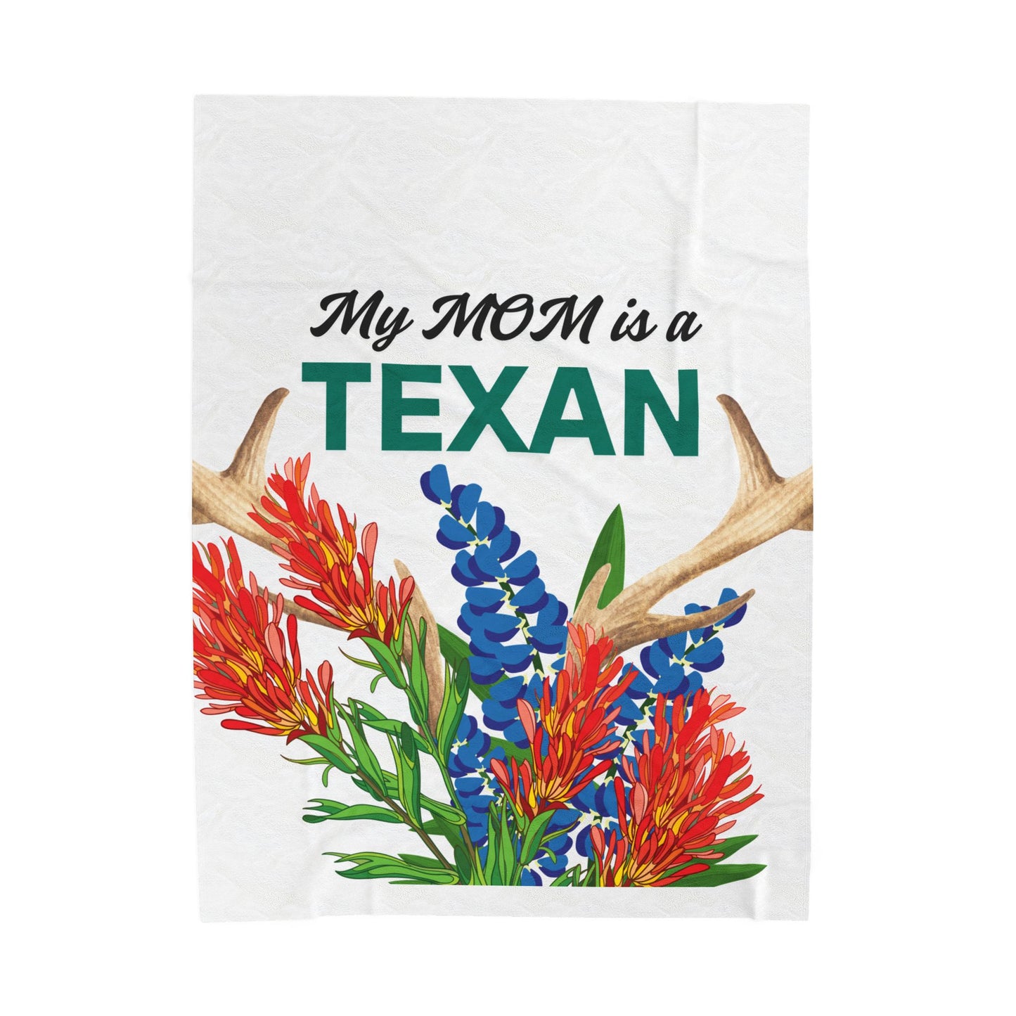 Texas MOM Velveteen Plush Blanket - Cozy Floral Throw for Mother's Day, Birthdays, and Texas Pride