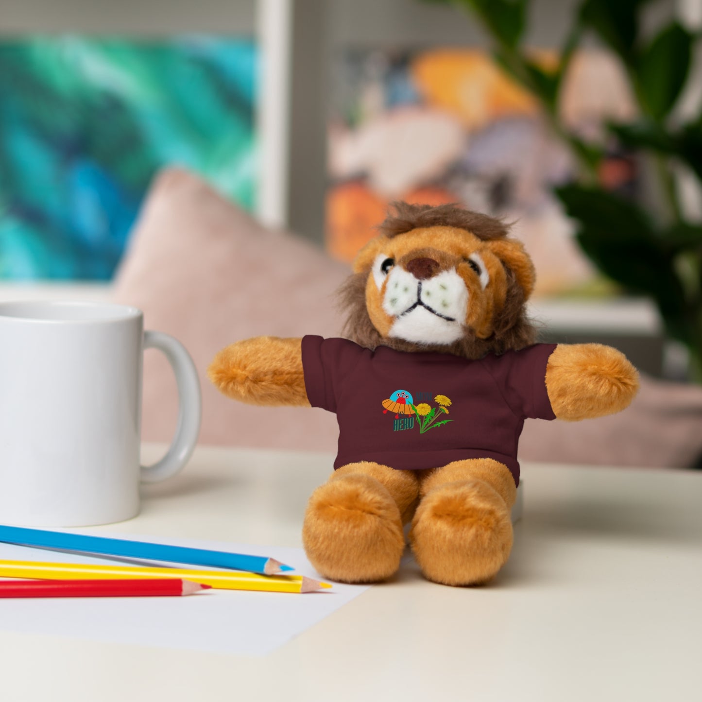 MOM is my Hero Stuffed Animal Tee Bear - Perfect Gift for Kids & Celebrations
