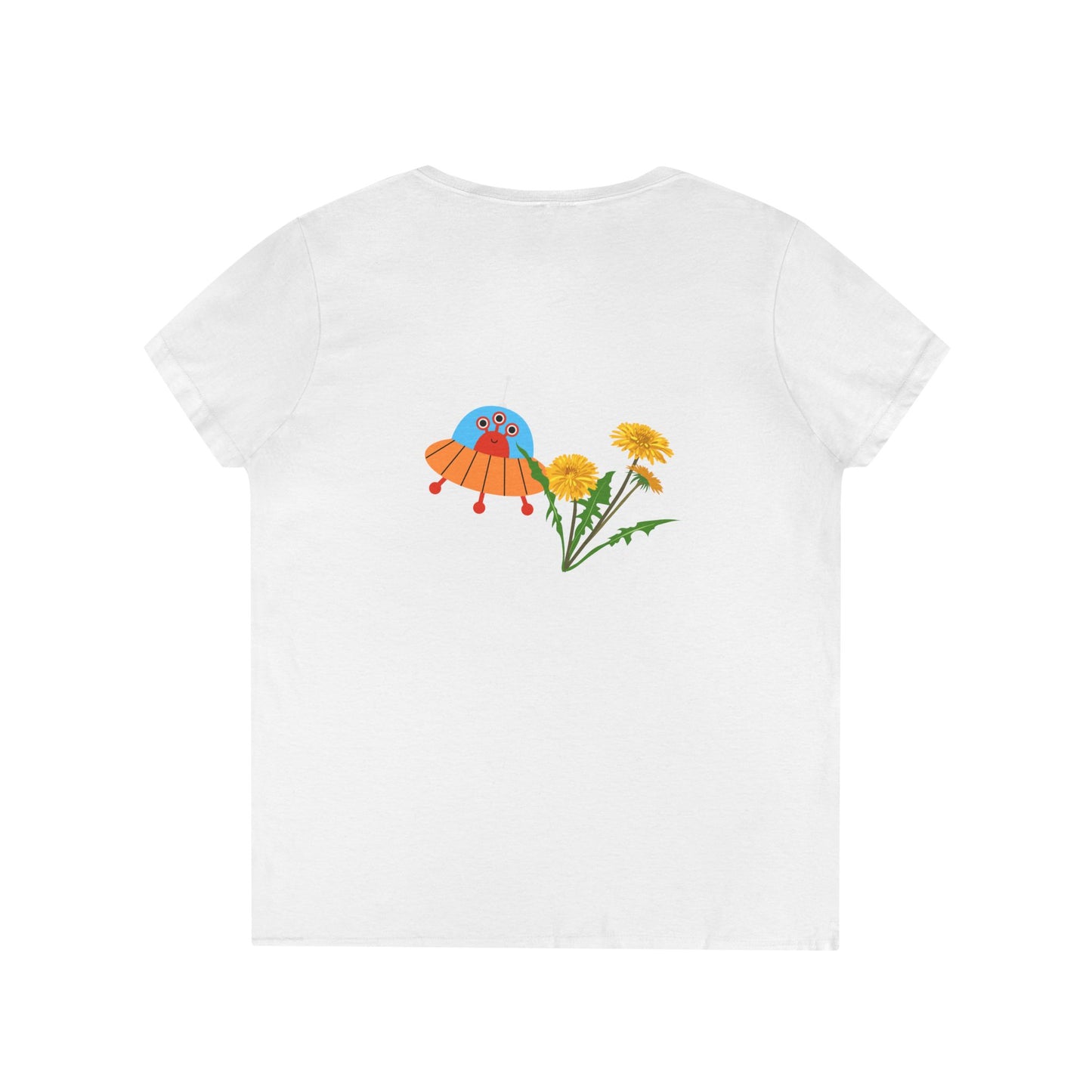 Out of This World Ladies' V-Neck T-Shirt with UFO Design