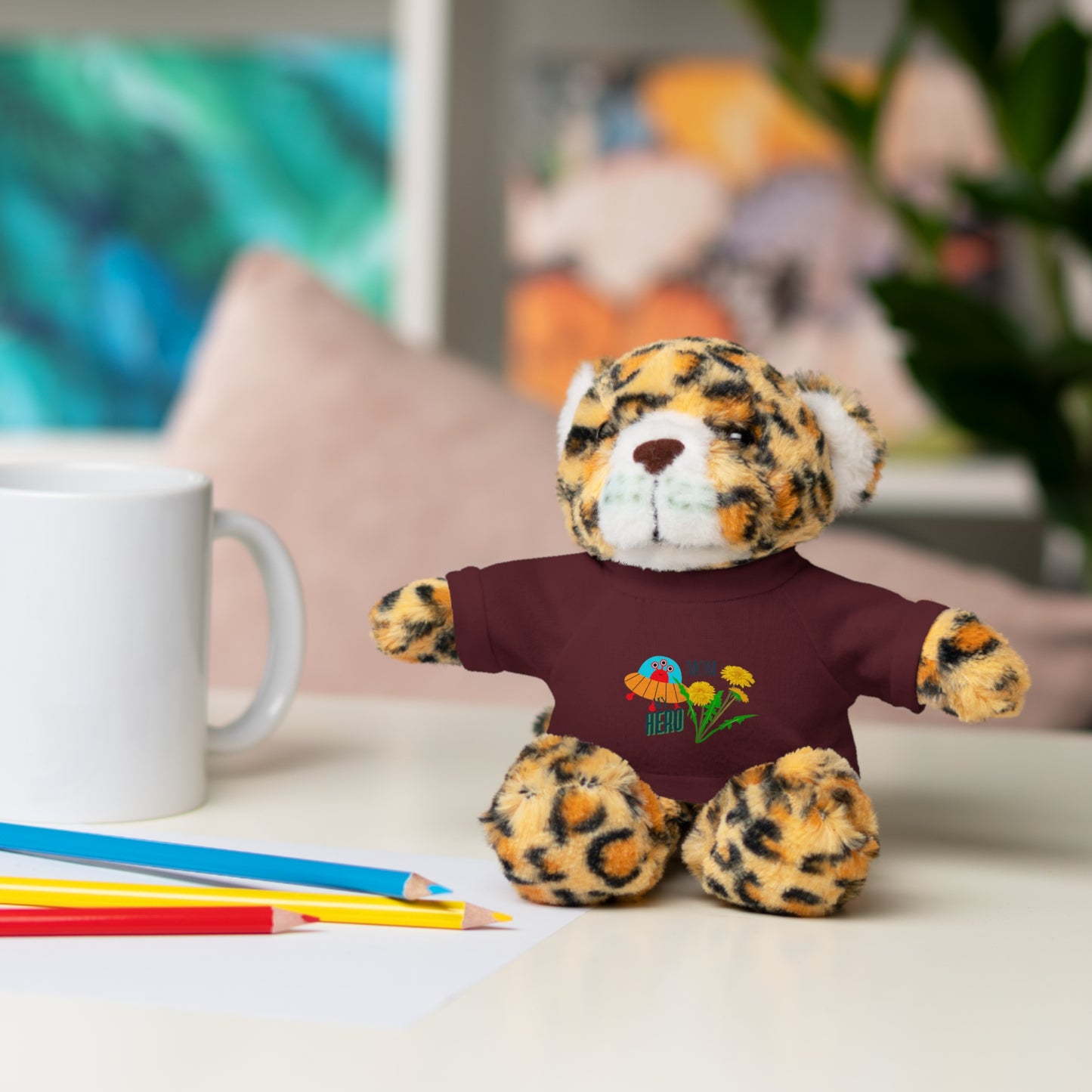 MOM is my Hero Stuffed Animal Tee Bear - Perfect Gift for Kids & Celebrations