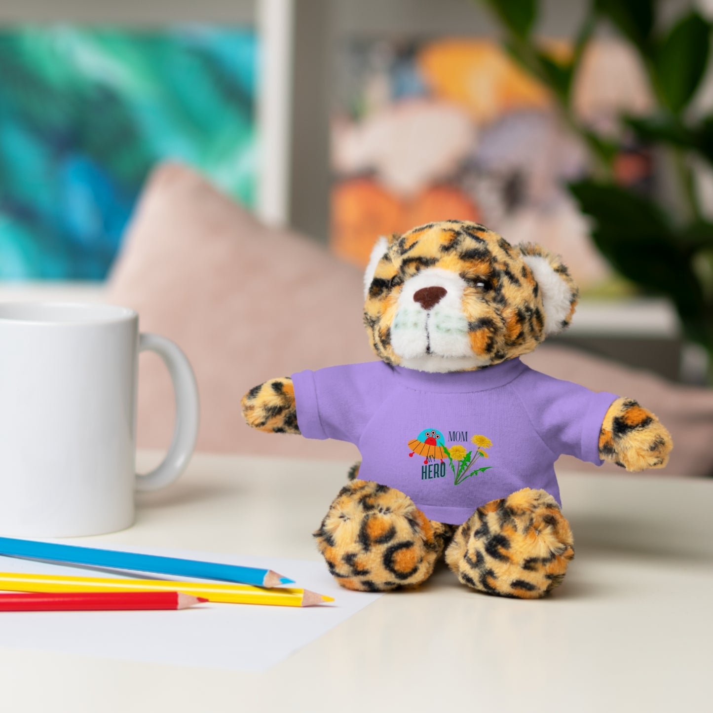 MOM is my Hero Stuffed Animal Tee Bear - Perfect Gift for Kids & Celebrations