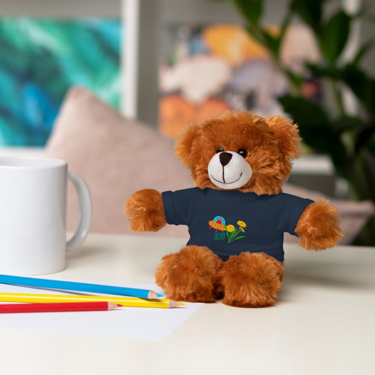 MOM is my Hero Stuffed Animal Tee Bear - Perfect Gift for Kids & Celebrations