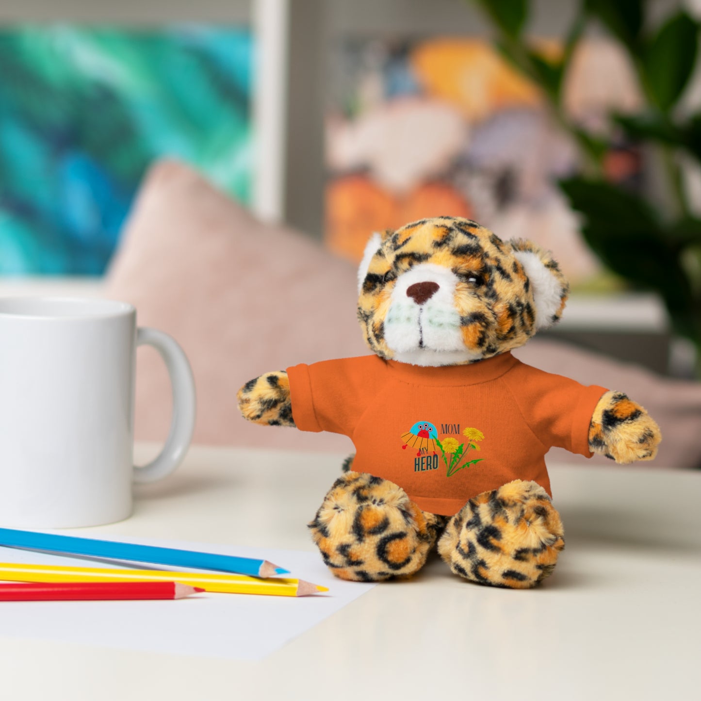 MOM is my Hero Stuffed Animal Tee Bear - Perfect Gift for Kids & Celebrations