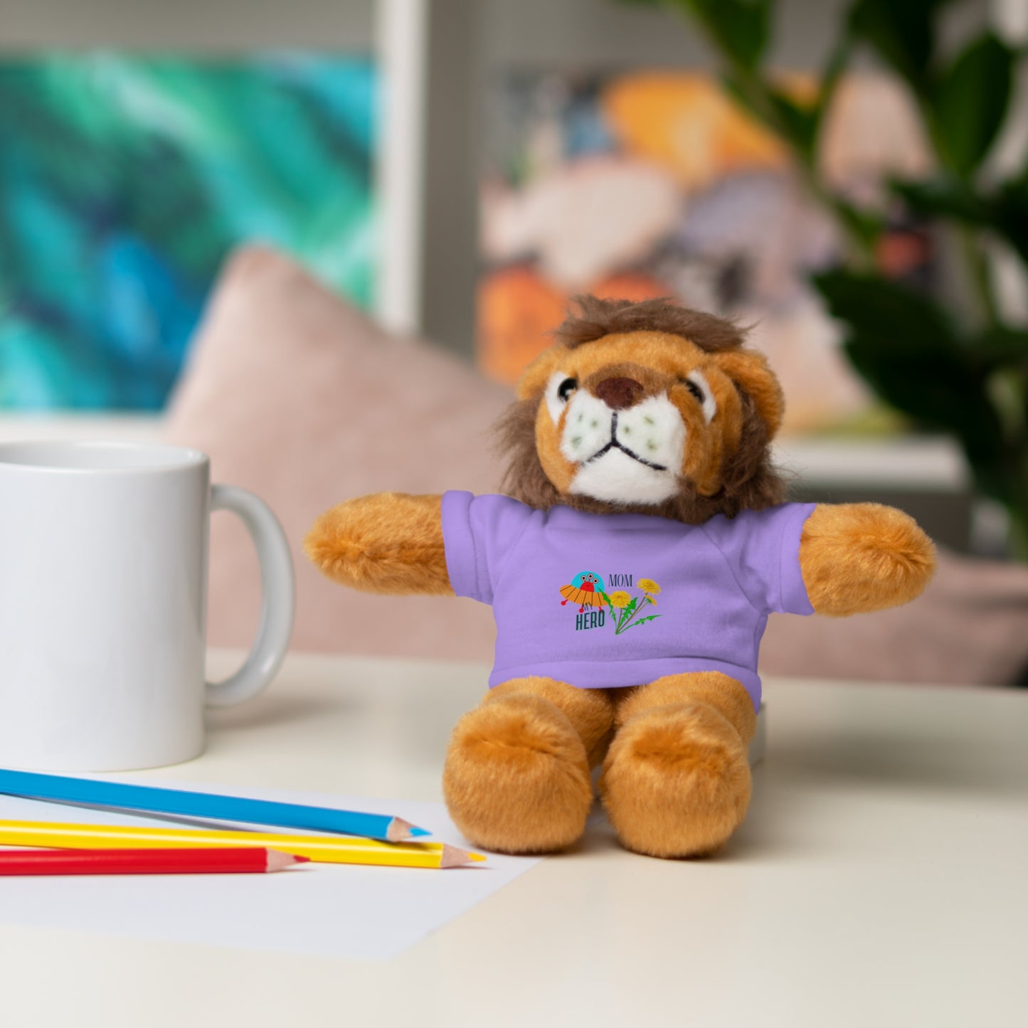 MOM is my Hero Stuffed Animal Tee Bear - Perfect Gift for Kids & Celebrations