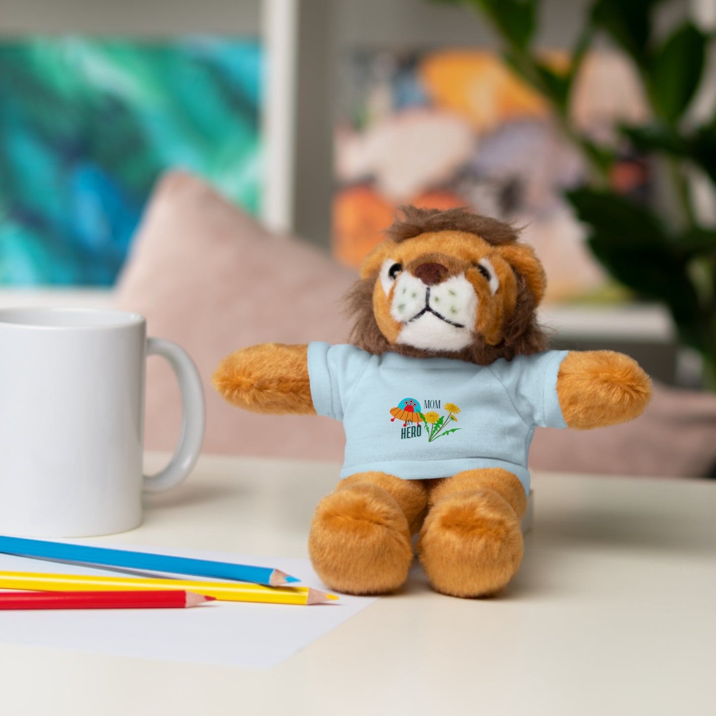 MOM is my Hero Stuffed Animal Tee Bear - Perfect Gift for Kids & Celebrations