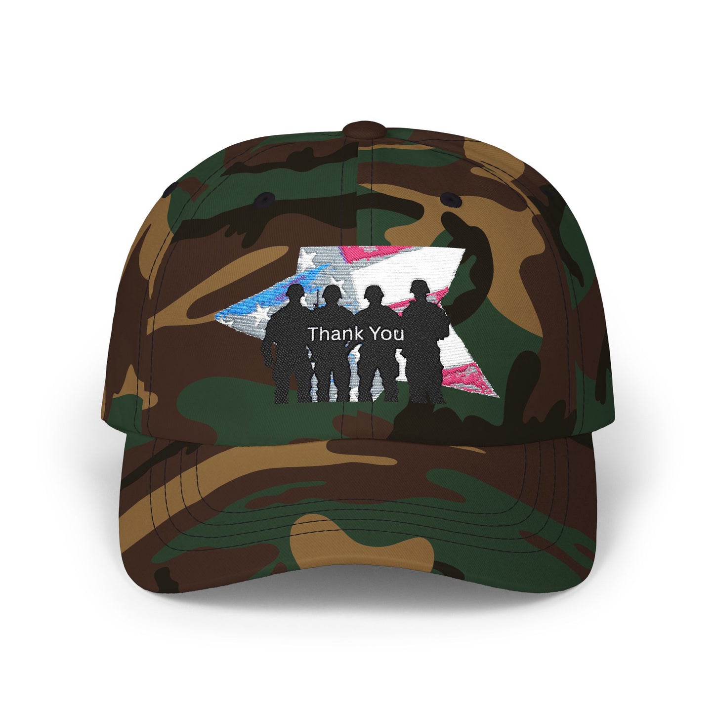 Patriotic Thank You Dad Cap - Adjustable White Baseball Hat, Gift for Dads, Memorial Day, Father's Day, Everyday Wear