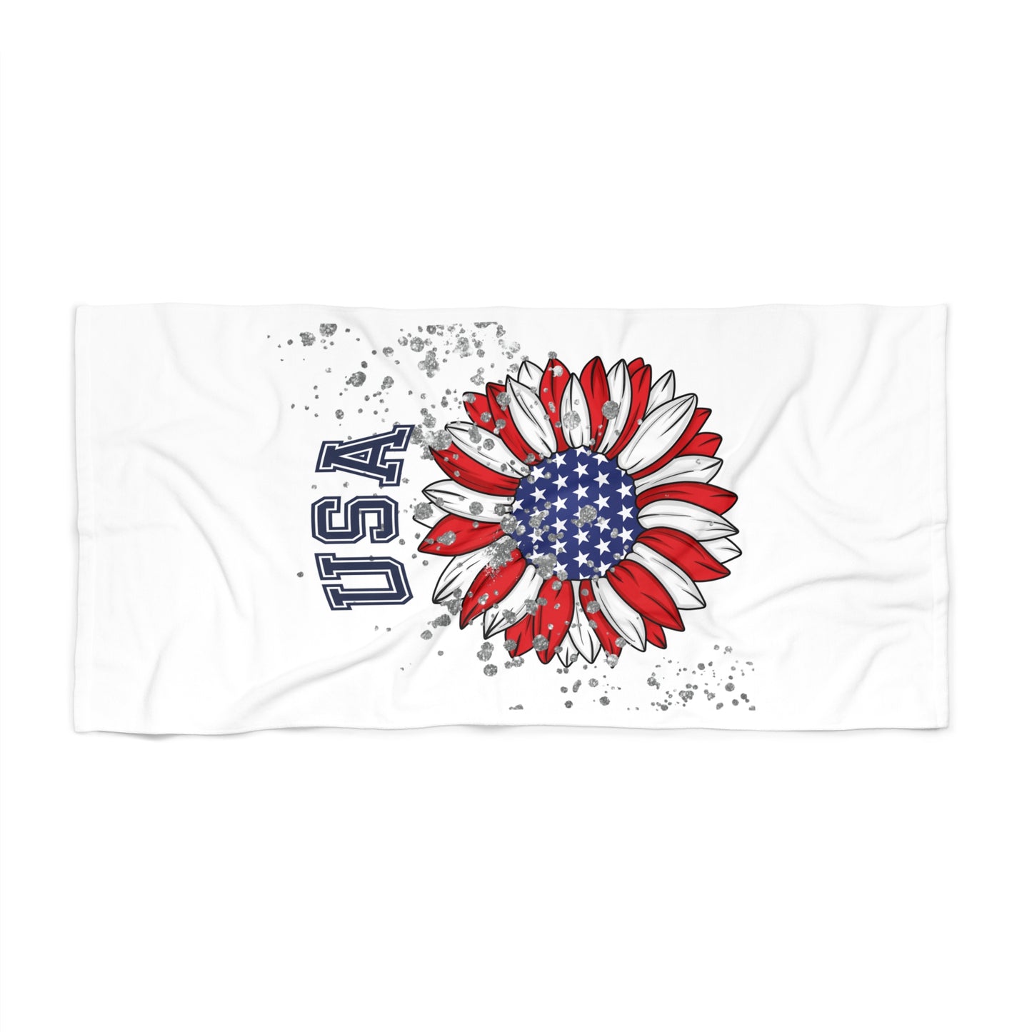 Patriotic Sunflower Beach Towel for Summer Fun, USA Theme, Beach Day Essential, Ideal for July 4th, Pool Parties, Gifts