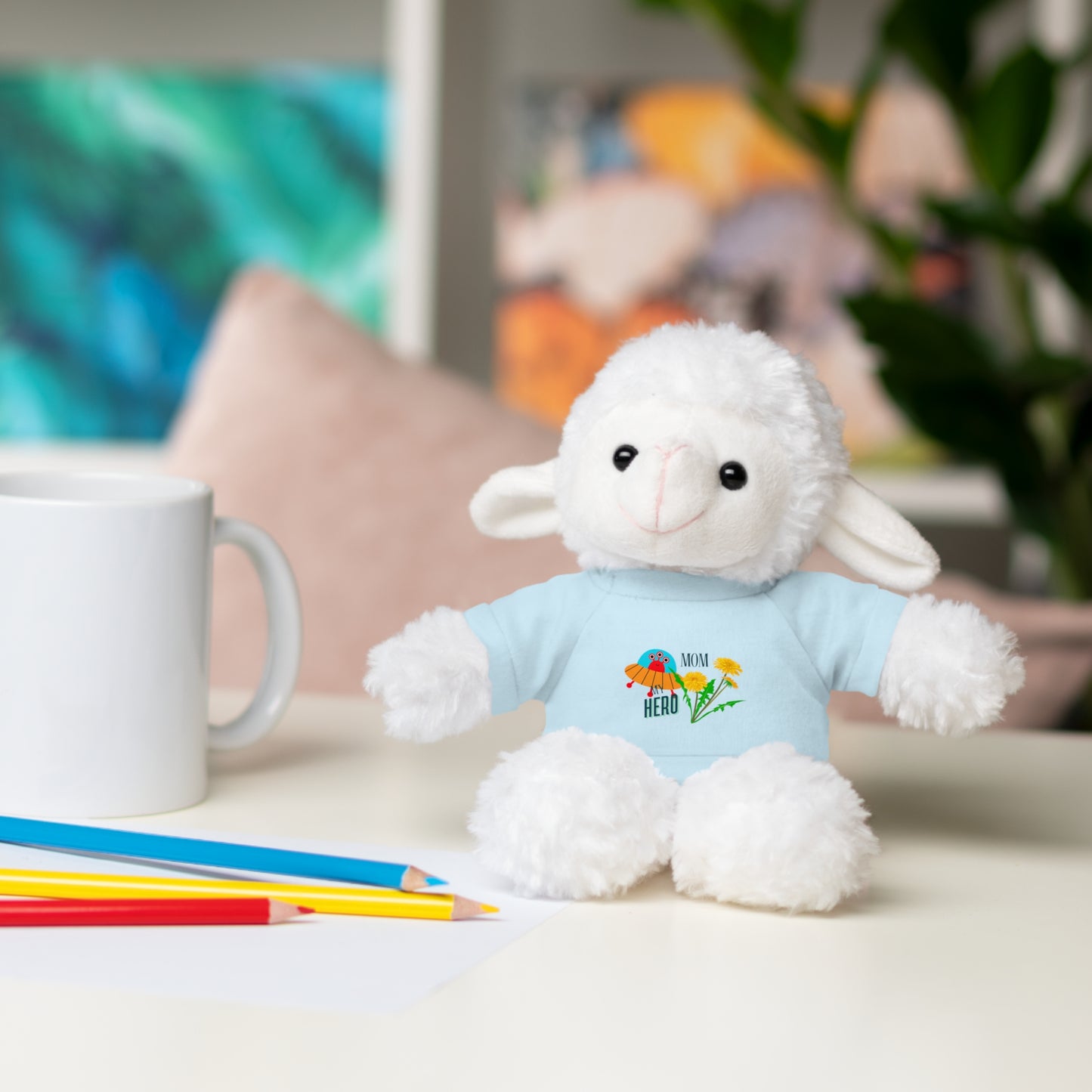 MOM is my Hero Stuffed Animal Tee Bear - Perfect Gift for Kids & Celebrations