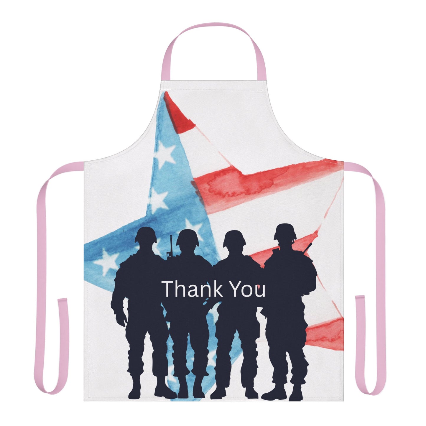 Patriotic 4th of July Apron with Thank You Design, 5-Color Straps, Perfect Gift for Veterans, Memorial Day, Independence Day, Cooking & BBQ
