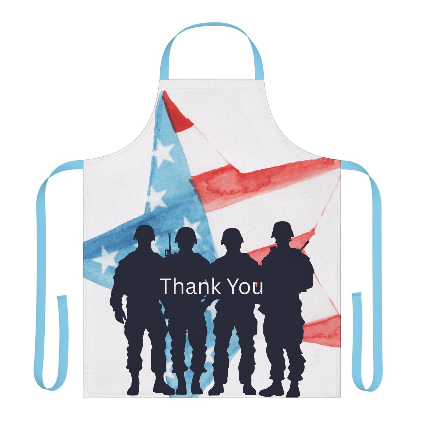 Patriotic 4th of July Apron with Thank You Design, 5-Color Straps, Perfect Gift for Veterans, Memorial Day, Independence Day, Cooking & BBQ