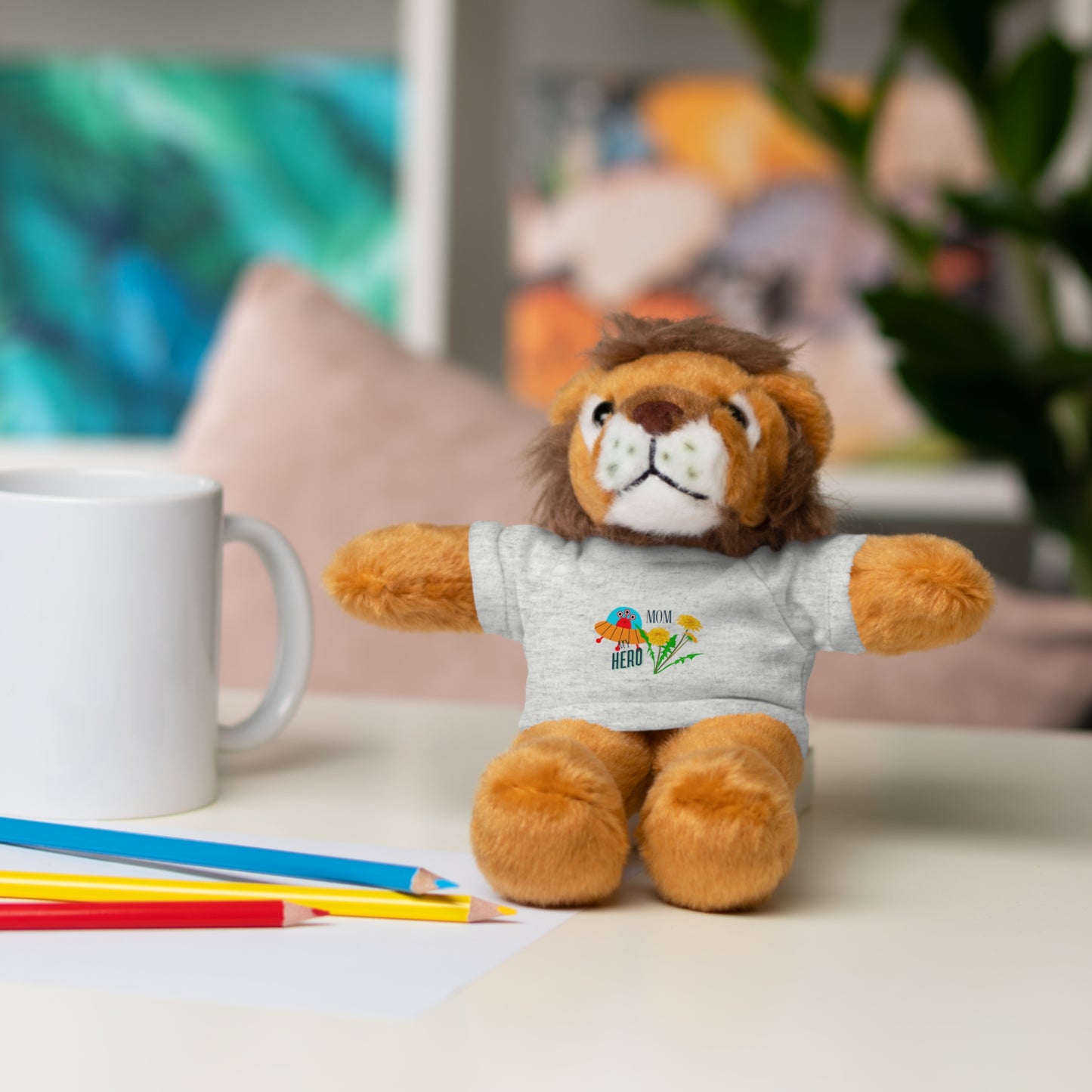 MOM is my Hero Stuffed Animal Tee Bear - Perfect Gift for Kids & Celebrations