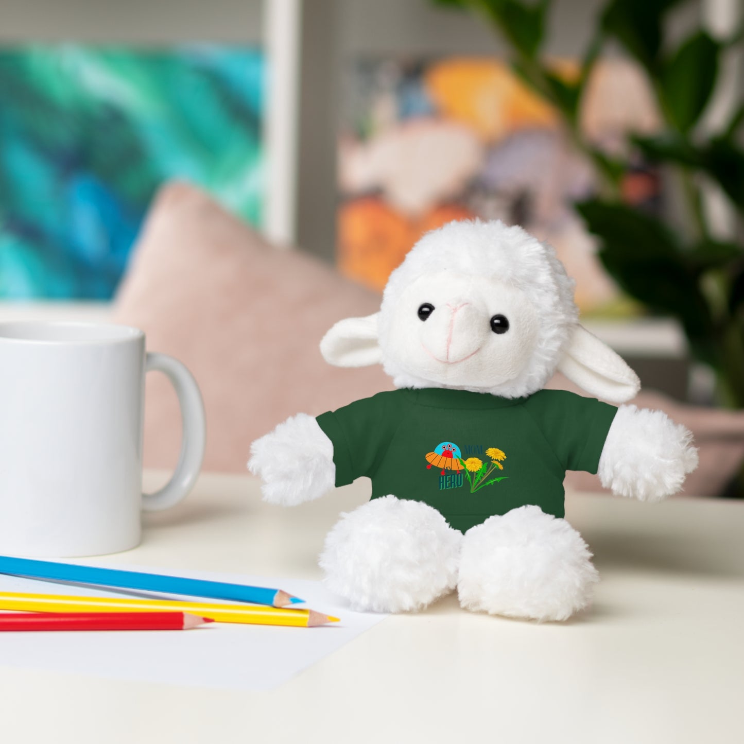 MOM is my Hero Stuffed Animal Tee Bear - Perfect Gift for Kids & Celebrations