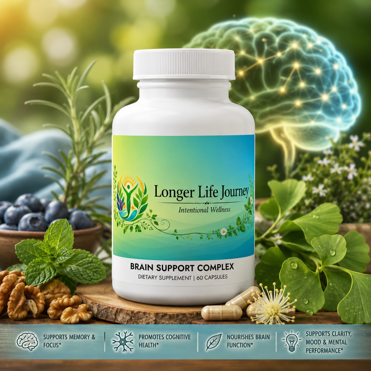 Brain Support Complex Supplement (60 Capsules)