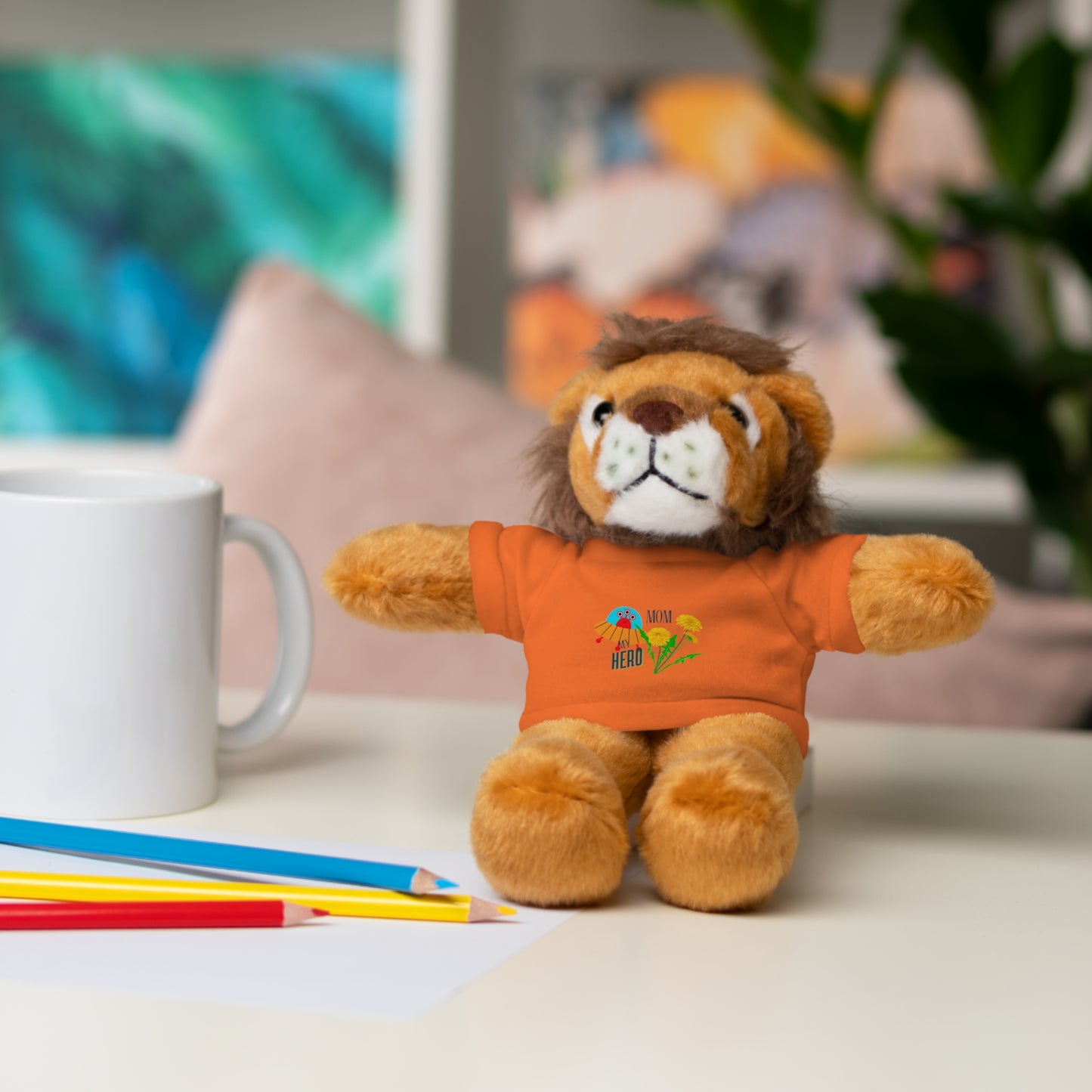 MOM is my Hero Stuffed Animal Tee Bear - Perfect Gift for Kids & Celebrations