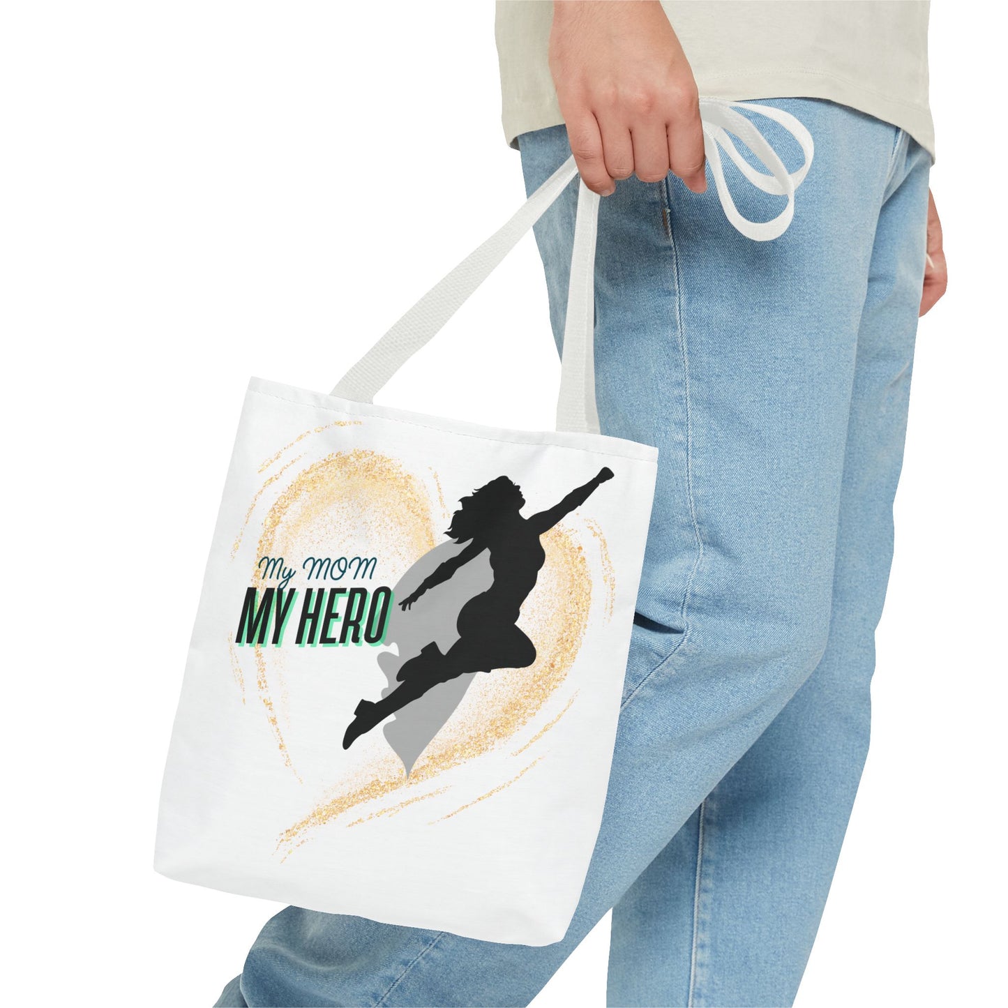 My Mom, My Hero Tote Bag - Heart Design for Mother's Day and Everyday Use