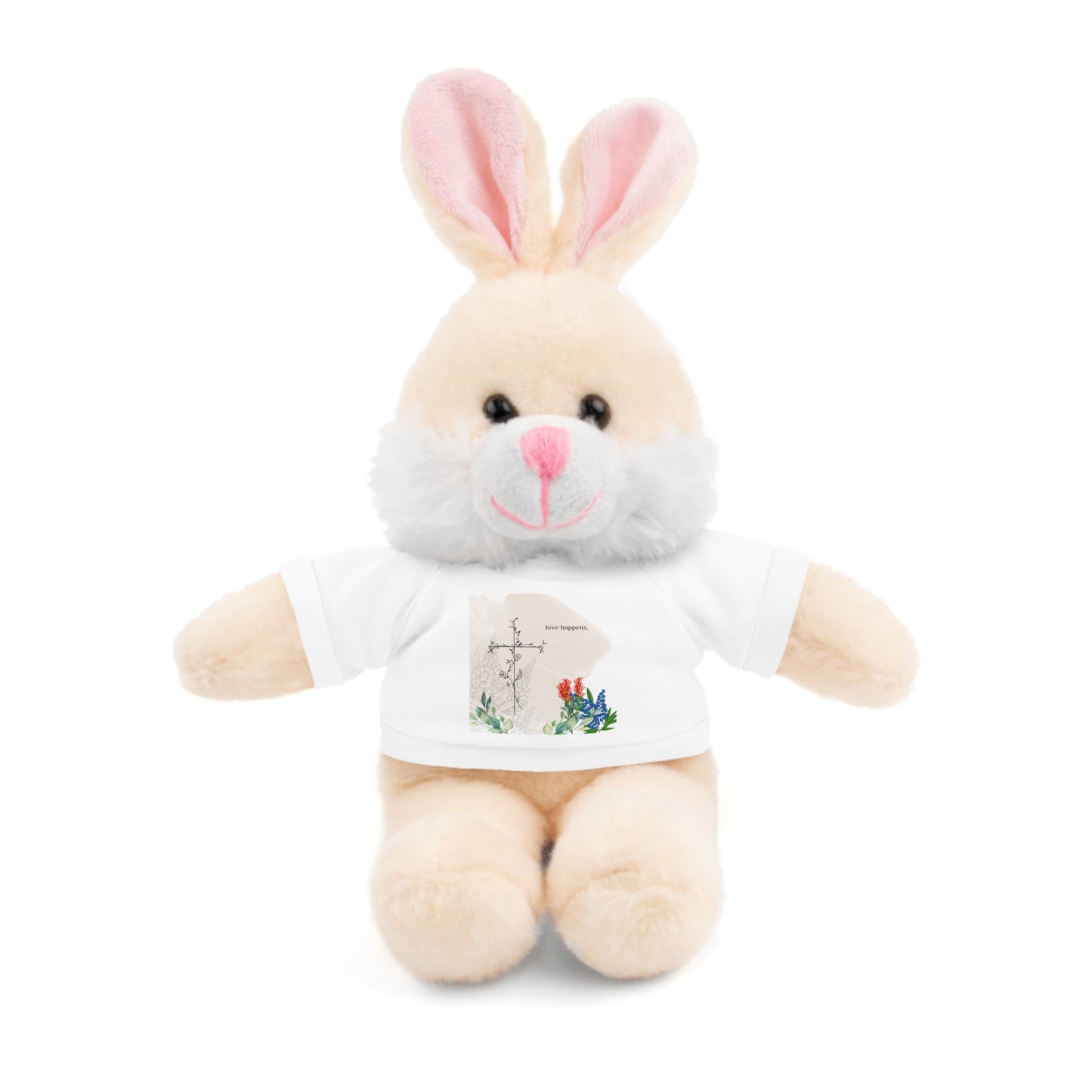 love Happens Stuffed Animal with Custom Tee - Adorable Cuddly Bear Gift for Kids