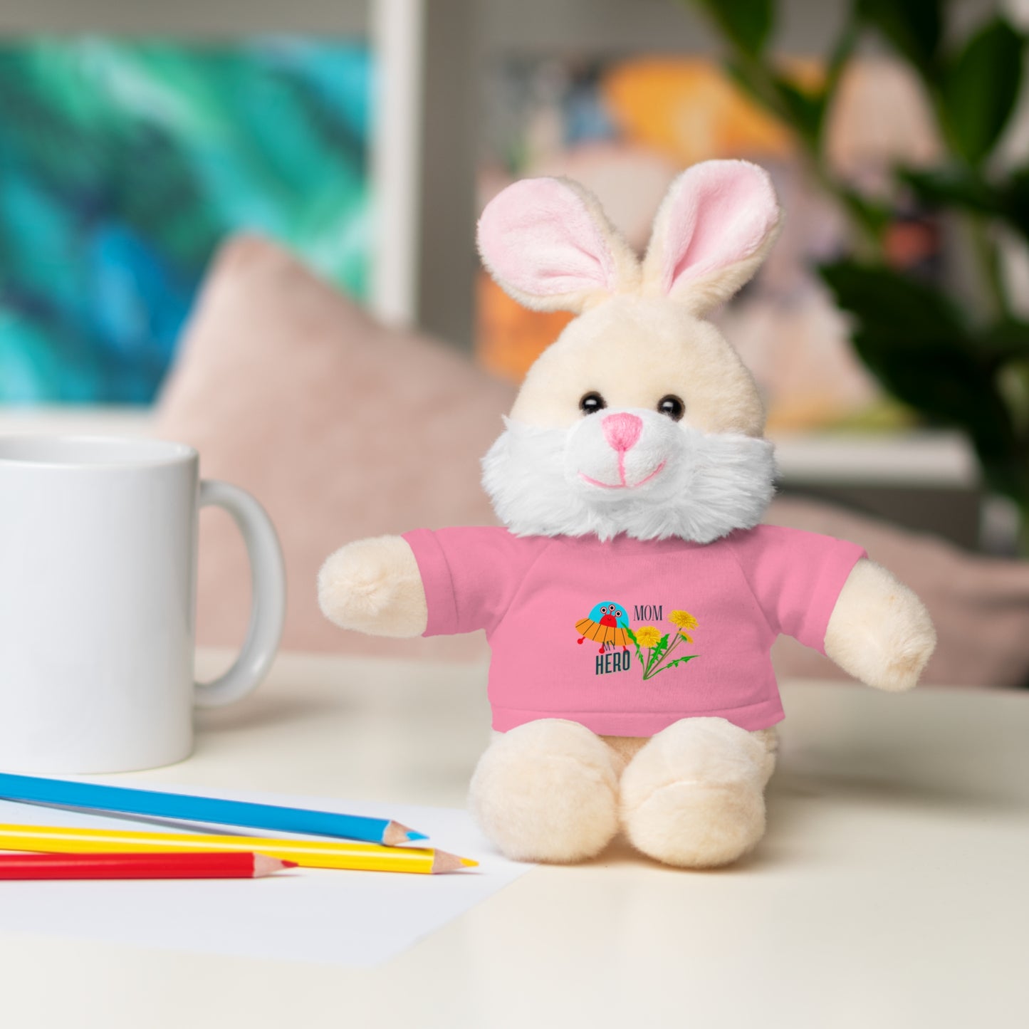 MOM is my Hero Stuffed Animal Tee Bear - Perfect Gift for Kids & Celebrations