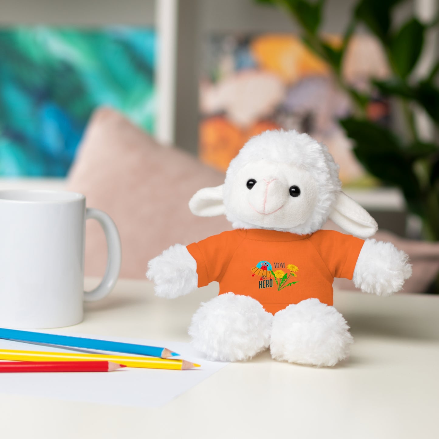 MOM is my Hero Stuffed Animal Tee Bear - Perfect Gift for Kids & Celebrations