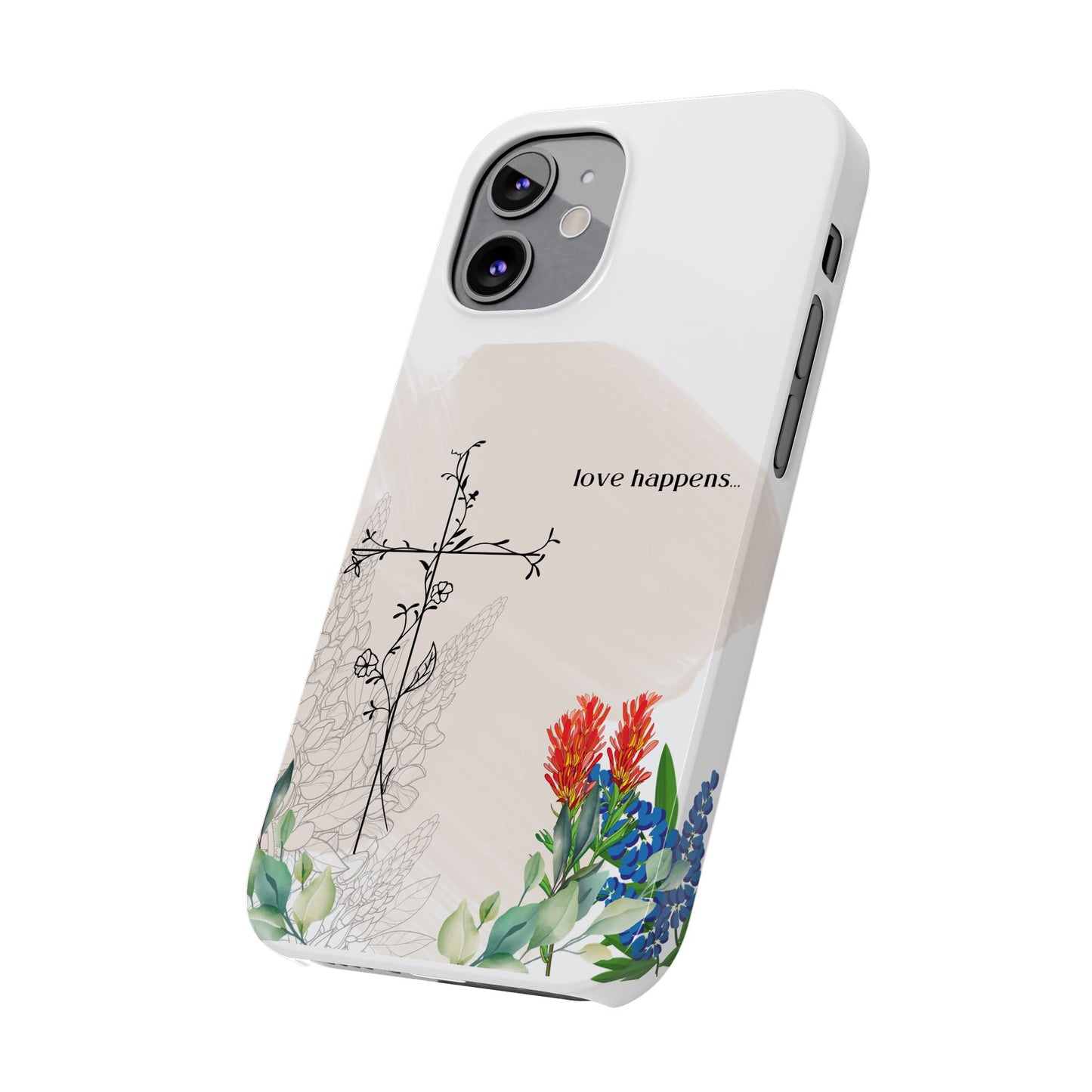Floral Love Happens Phone Case - Slim Design for Nature Lovers
