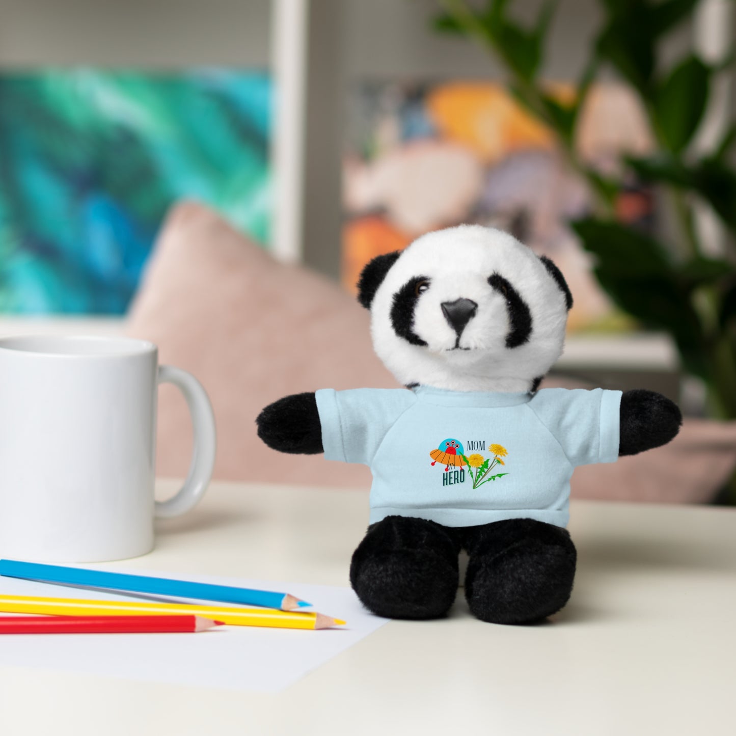 MOM is my Hero Stuffed Animal Tee Bear - Perfect Gift for Kids & Celebrations