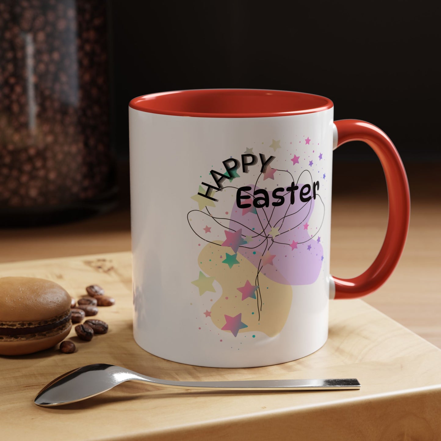 Happy Easter Floral Accent Coffee Mug - Celebrate Spring with Colorful Design