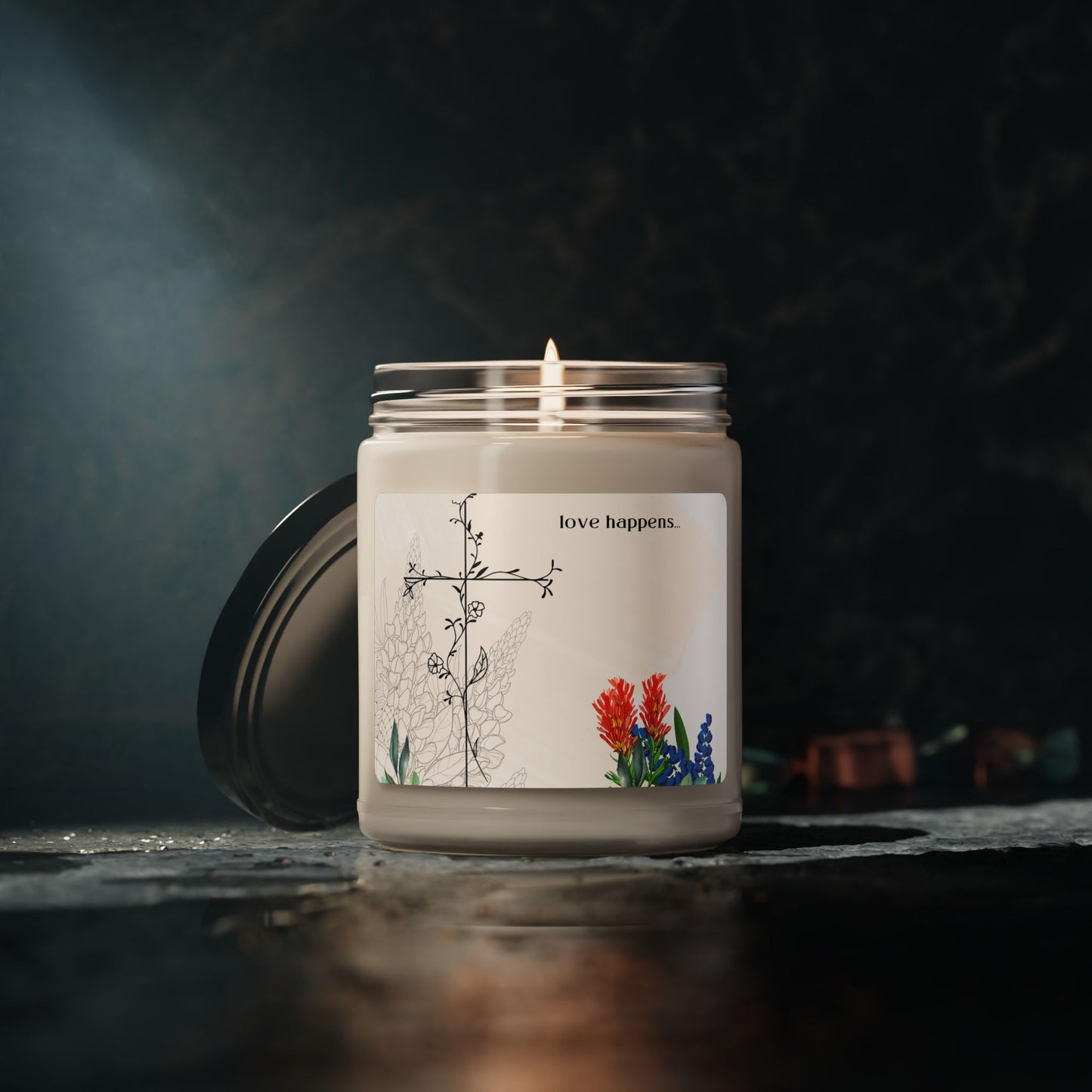 Scented Soy Candle - "Love Happens" - Floral Aromatherapy for Home Decor